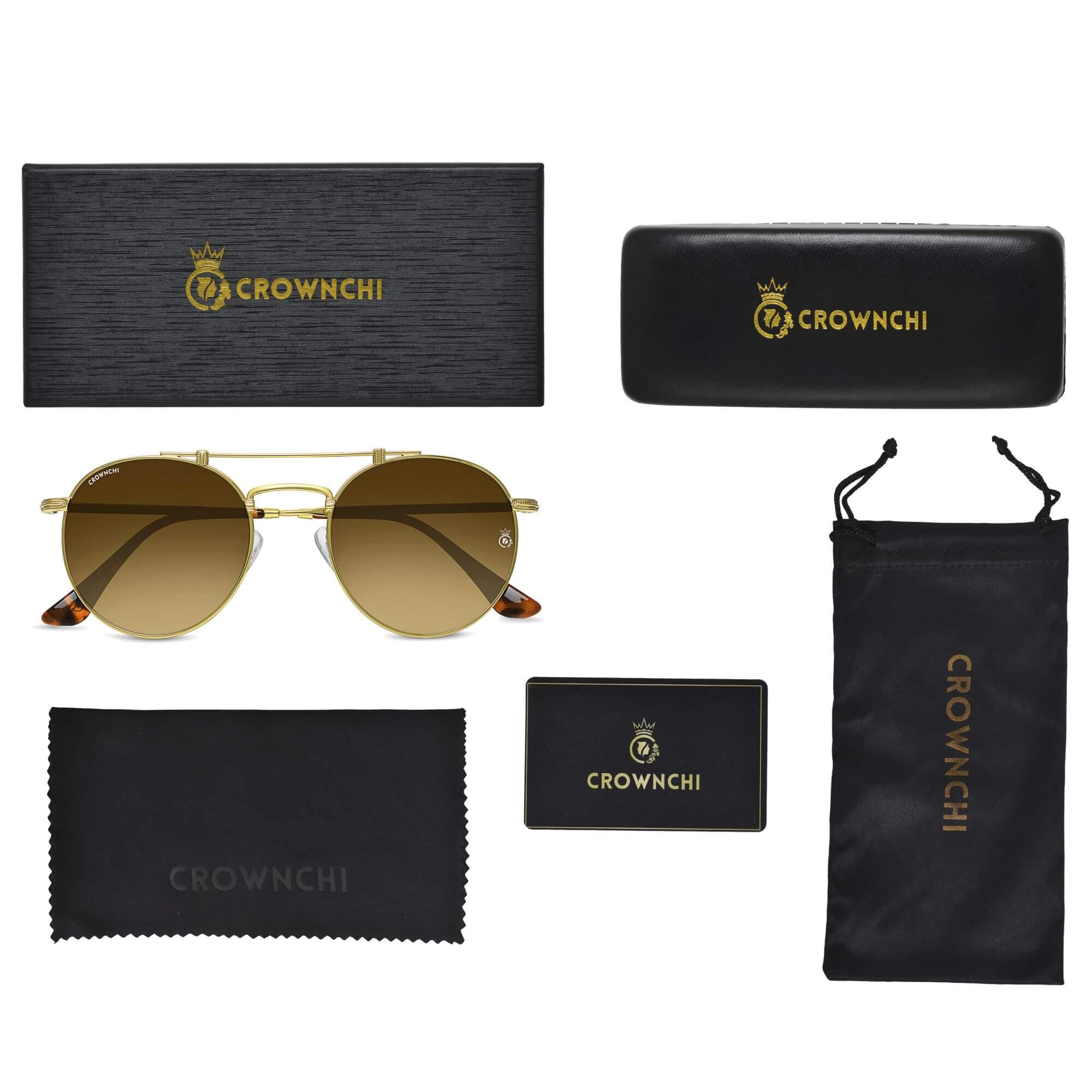 Tokyo Gold Brown Gradient Upper Bridge Round Edition Sunglasses