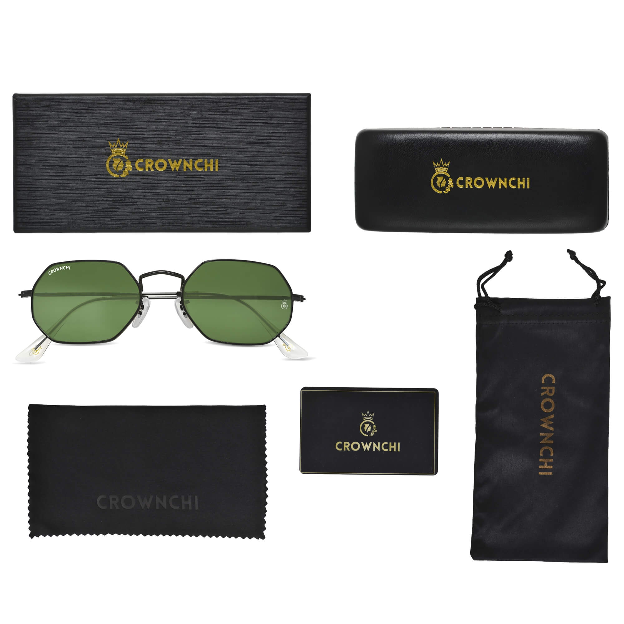 Marcus Black Green Rectangle Edition Sunglasses