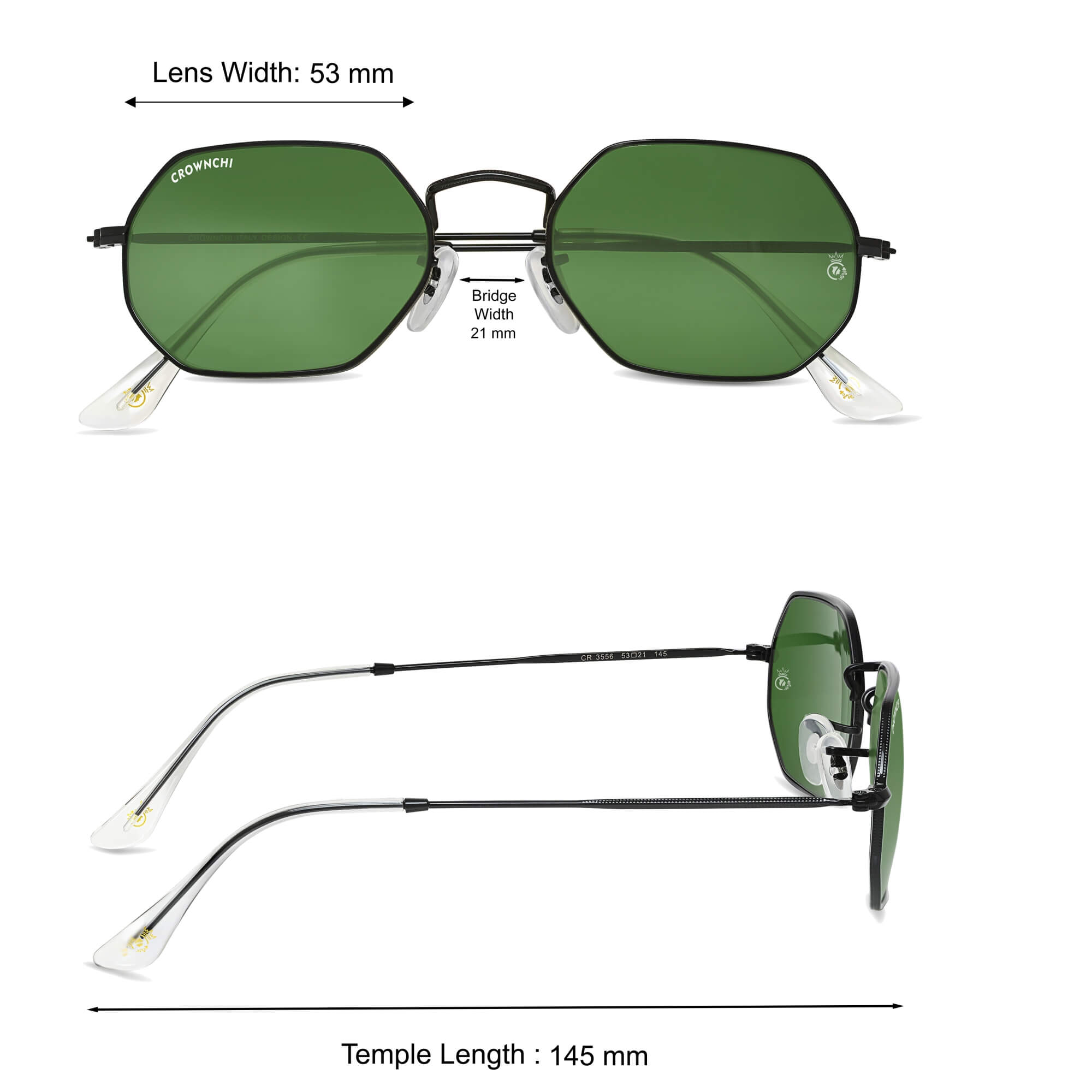 Marcus Black Green Rectangle Edition Sunglasses