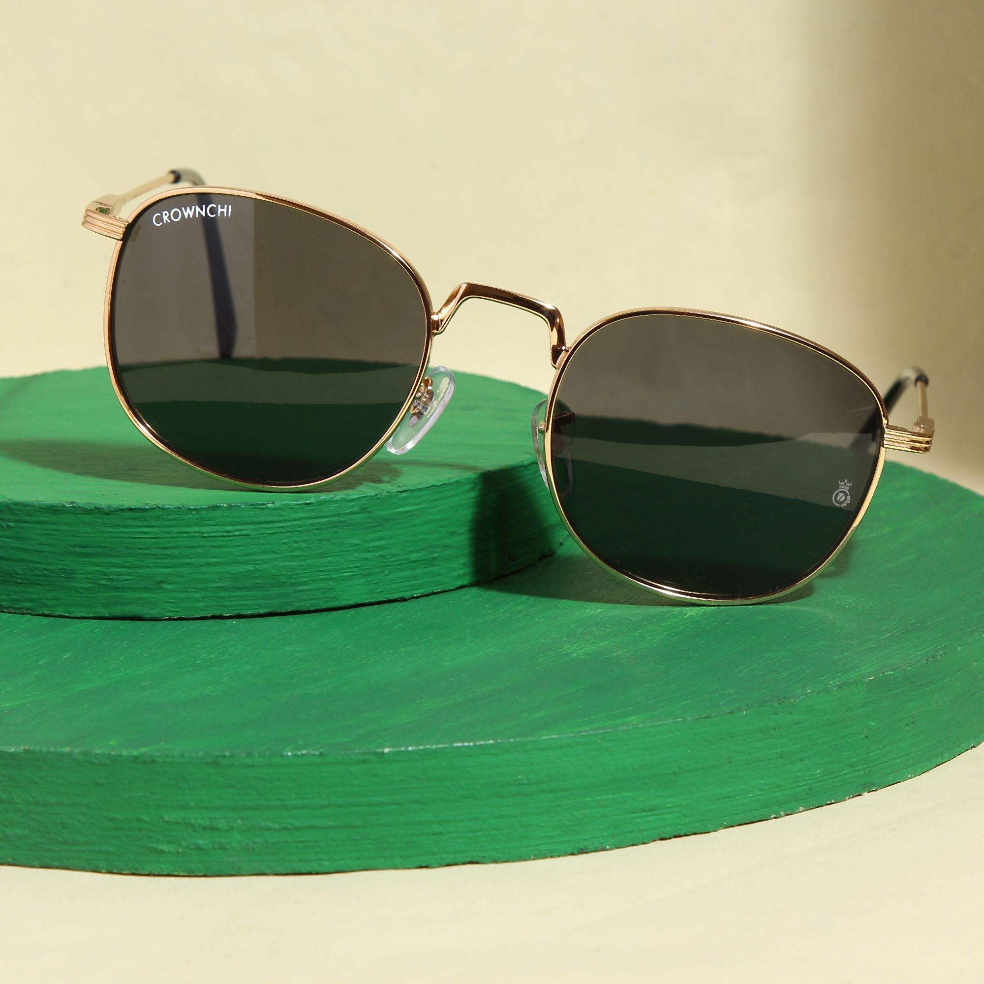 Crownchi Martin Gold Black Round Edition Sunglasses