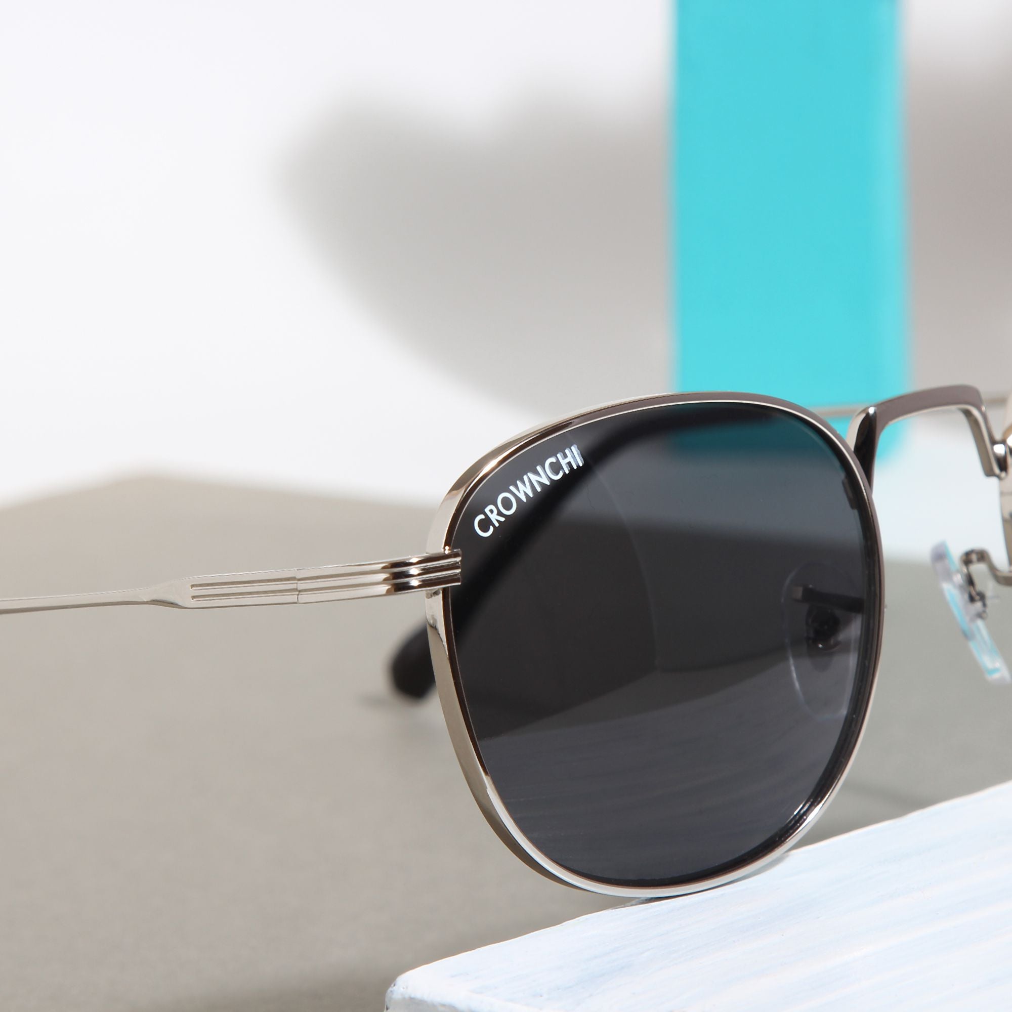 Crownchi Martin Silver Black Round Edition Sunglasses