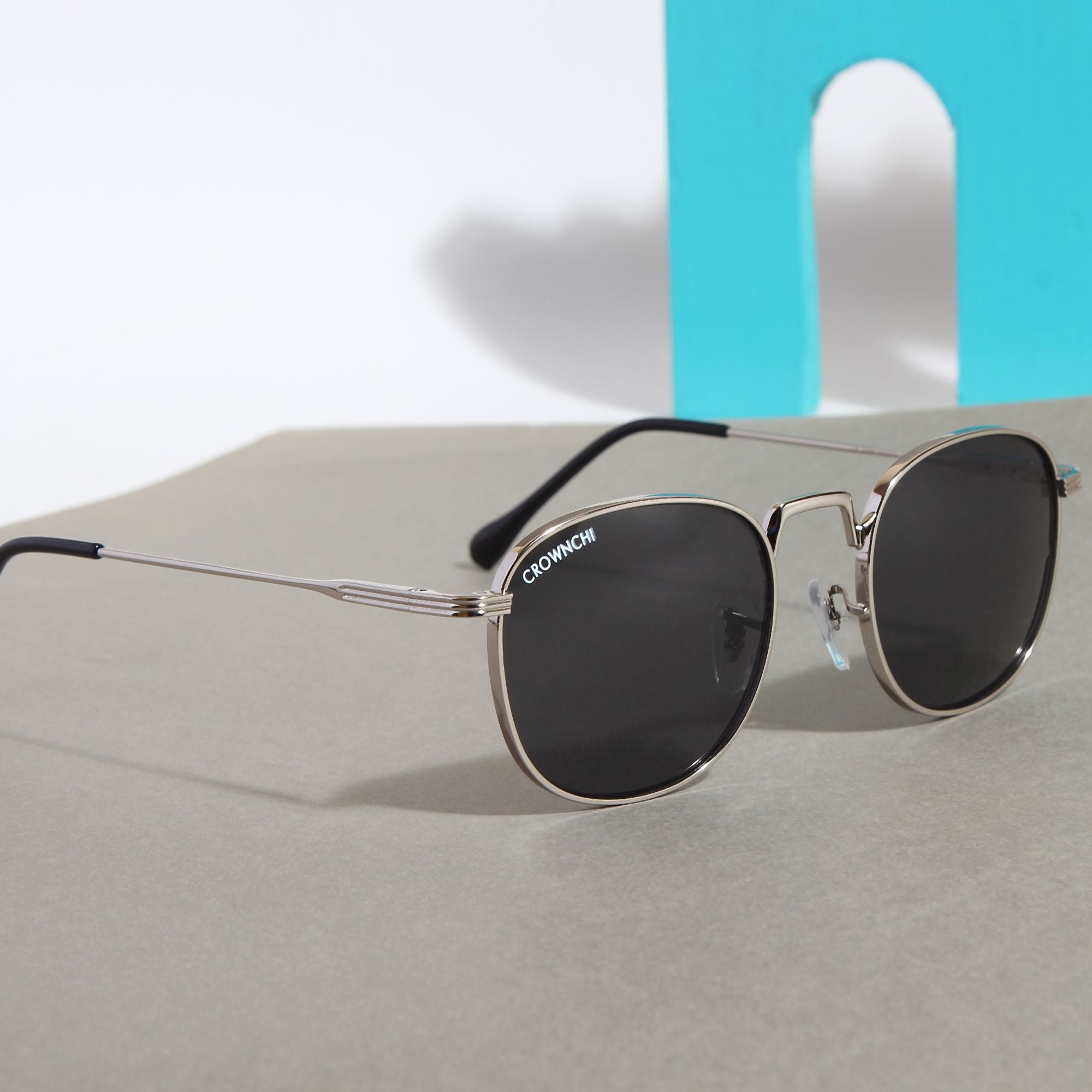Crownchi Martin Silver Black Round Edition Sunglasses