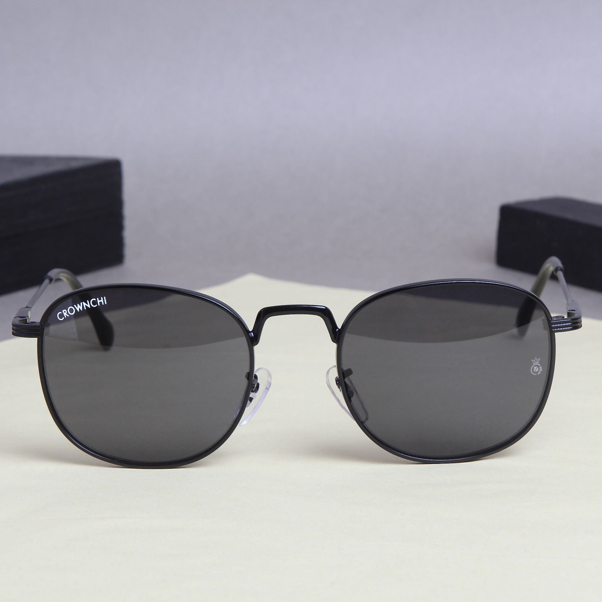 Crownchi Martin Black Round Edition Sunglasses