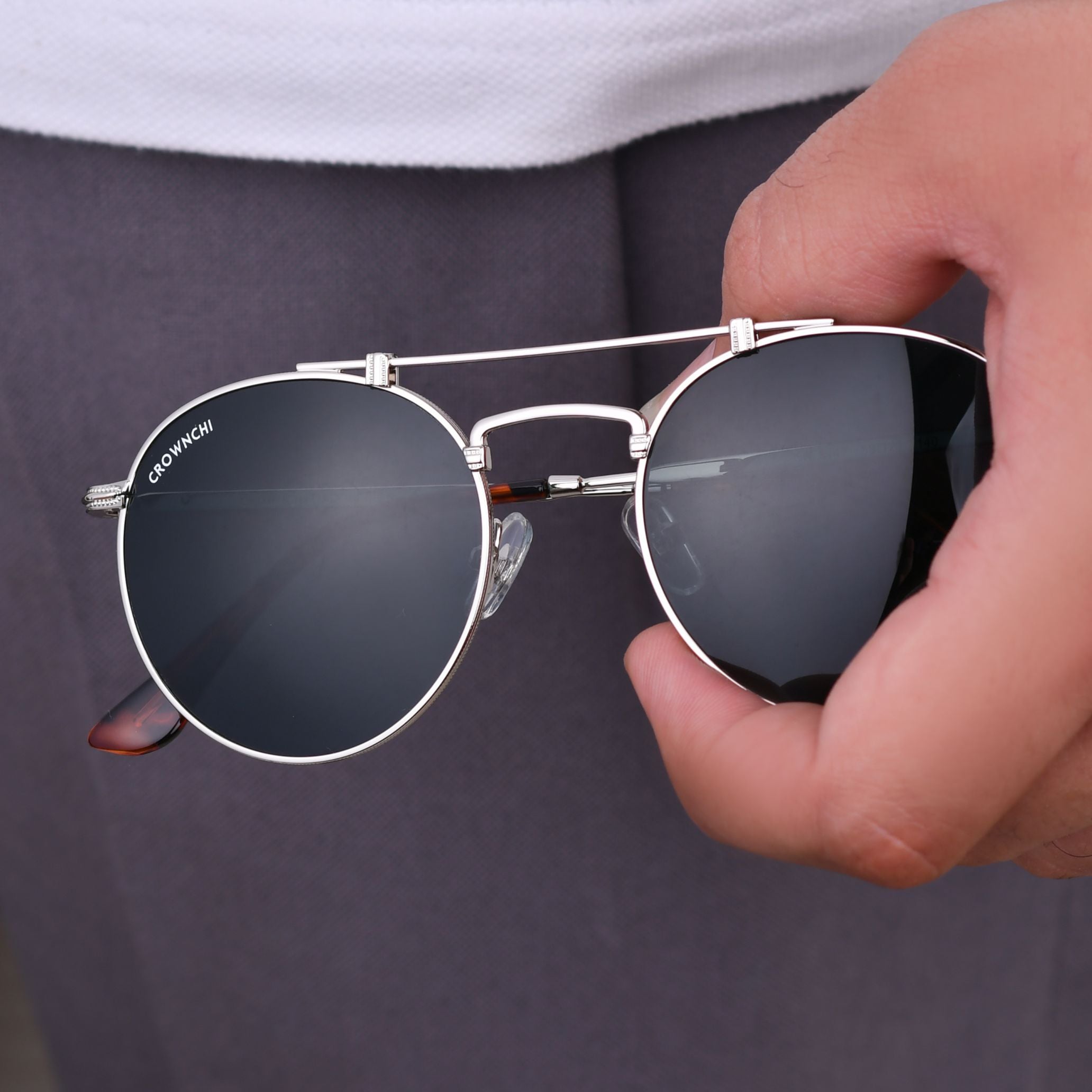 Tokyo Silver Black Upper Bridge Round Edition Sunglasses