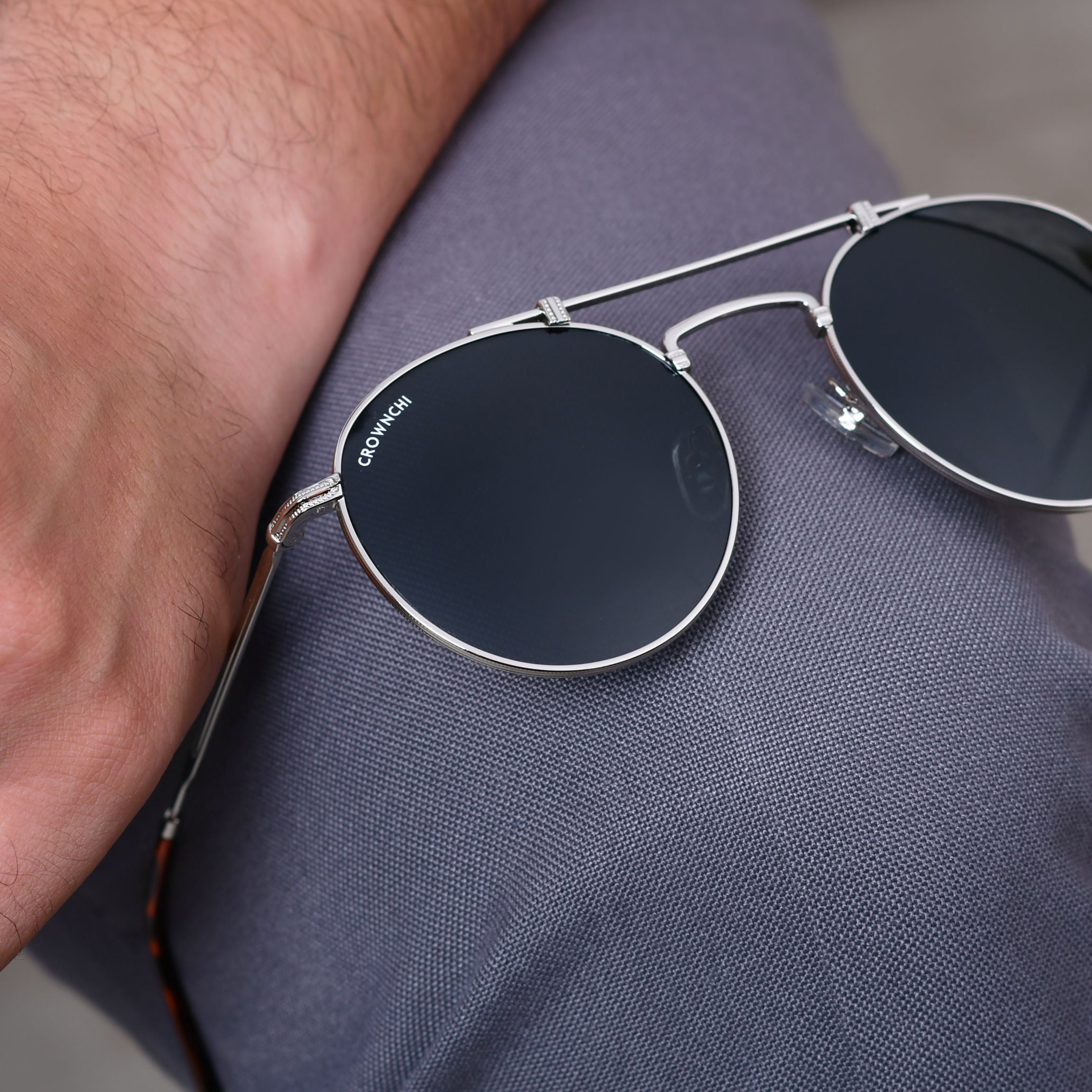 Tokyo Silver Black Upper Bridge Round Edition Sunglasses