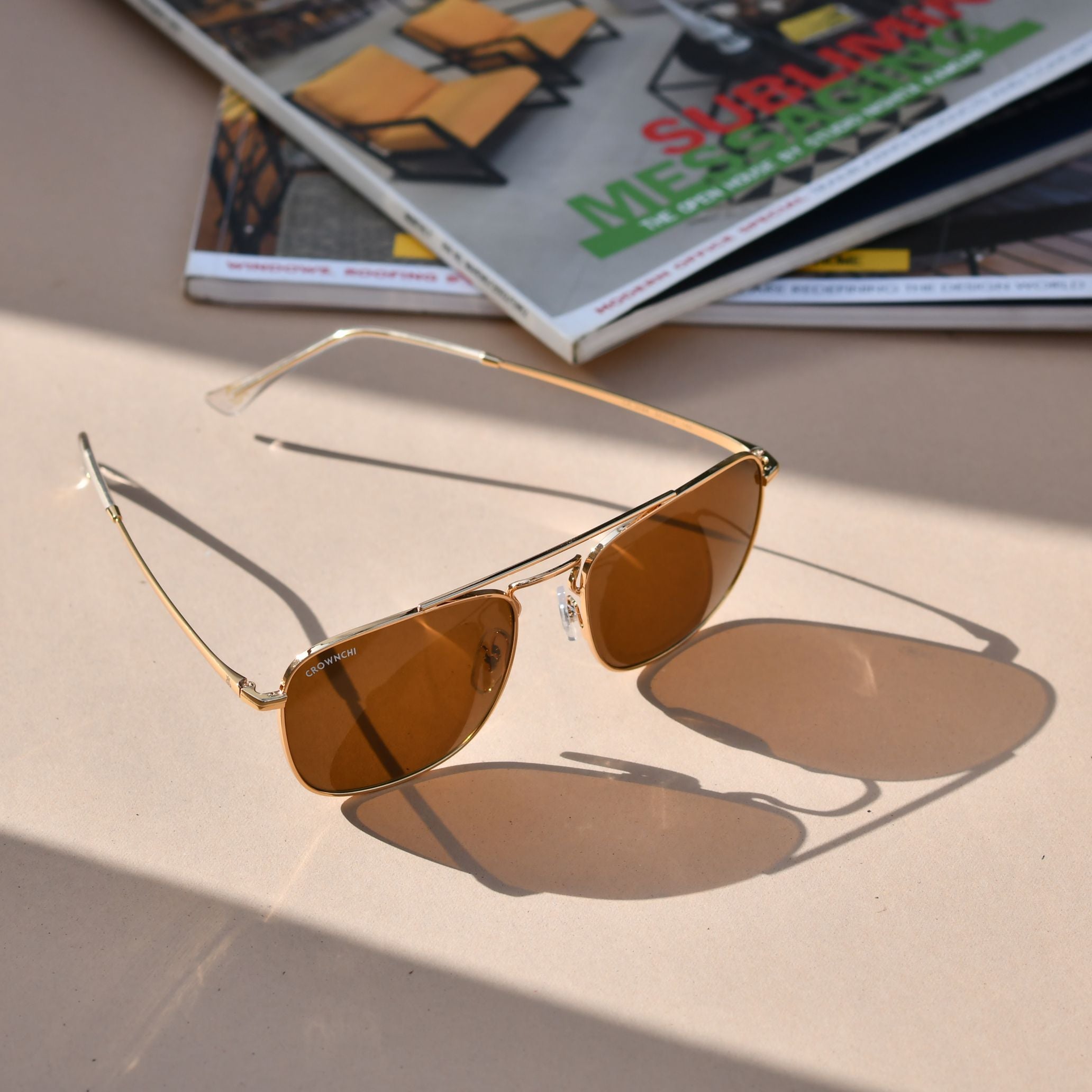 Denver Gold Brown Square Edition Sunglasses