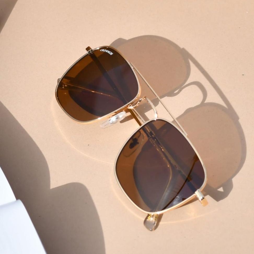 Denver Gold Brown Square Edition Sunglasses