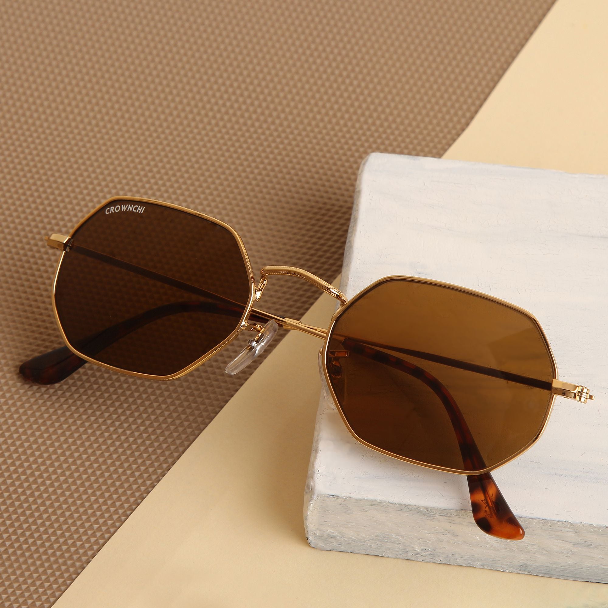 Marcus Gold Brown Rectangle Edition Sunglasses