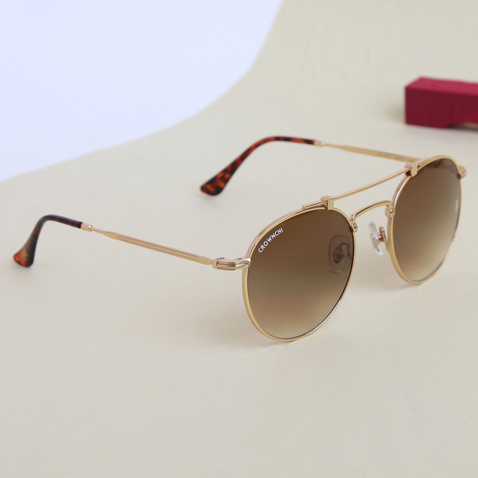Tokyo Gold Brown Gradient Upper Bridge Round Edition Sunglasses