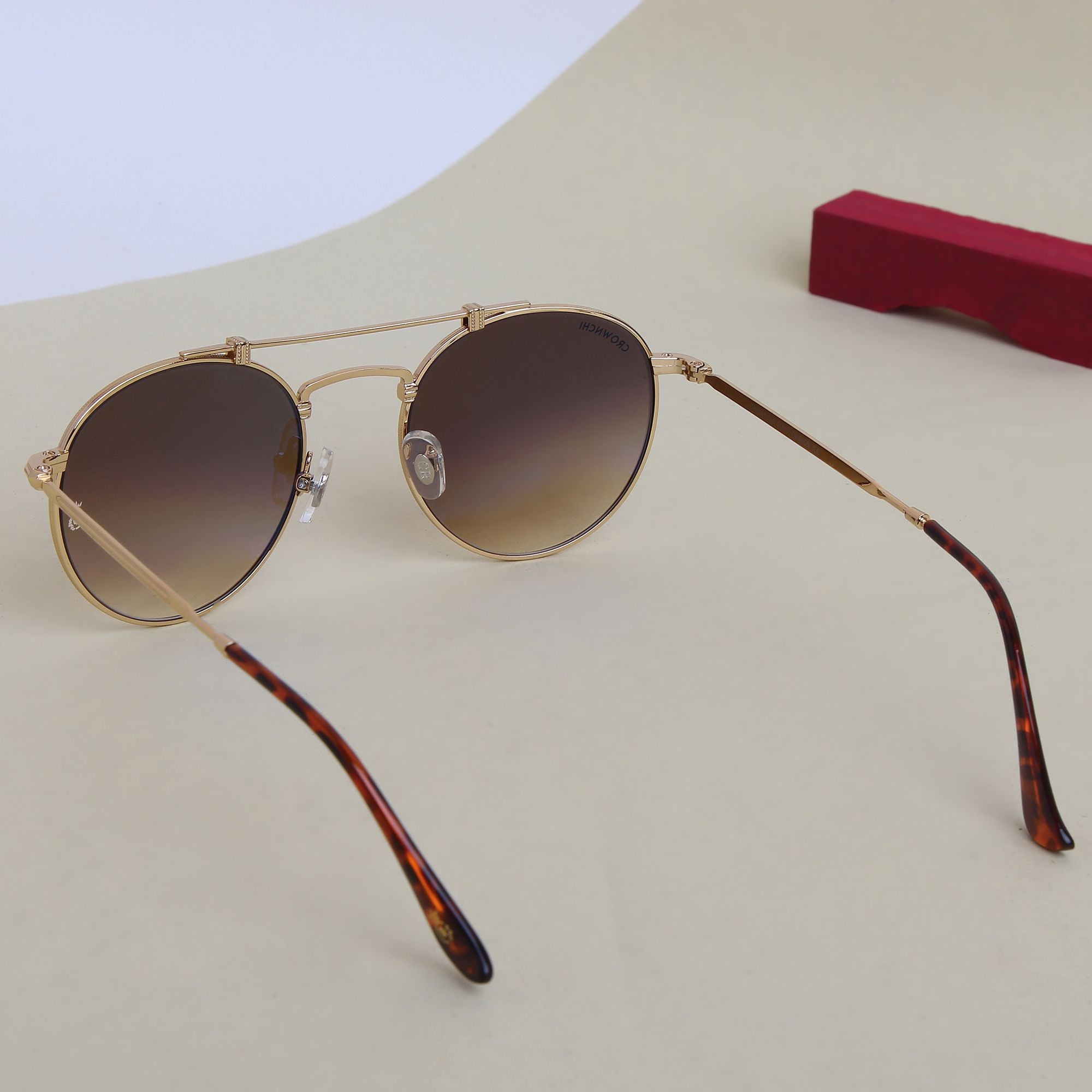 Tokyo Gold Brown Gradient Upper Bridge Round Edition Sunglasses