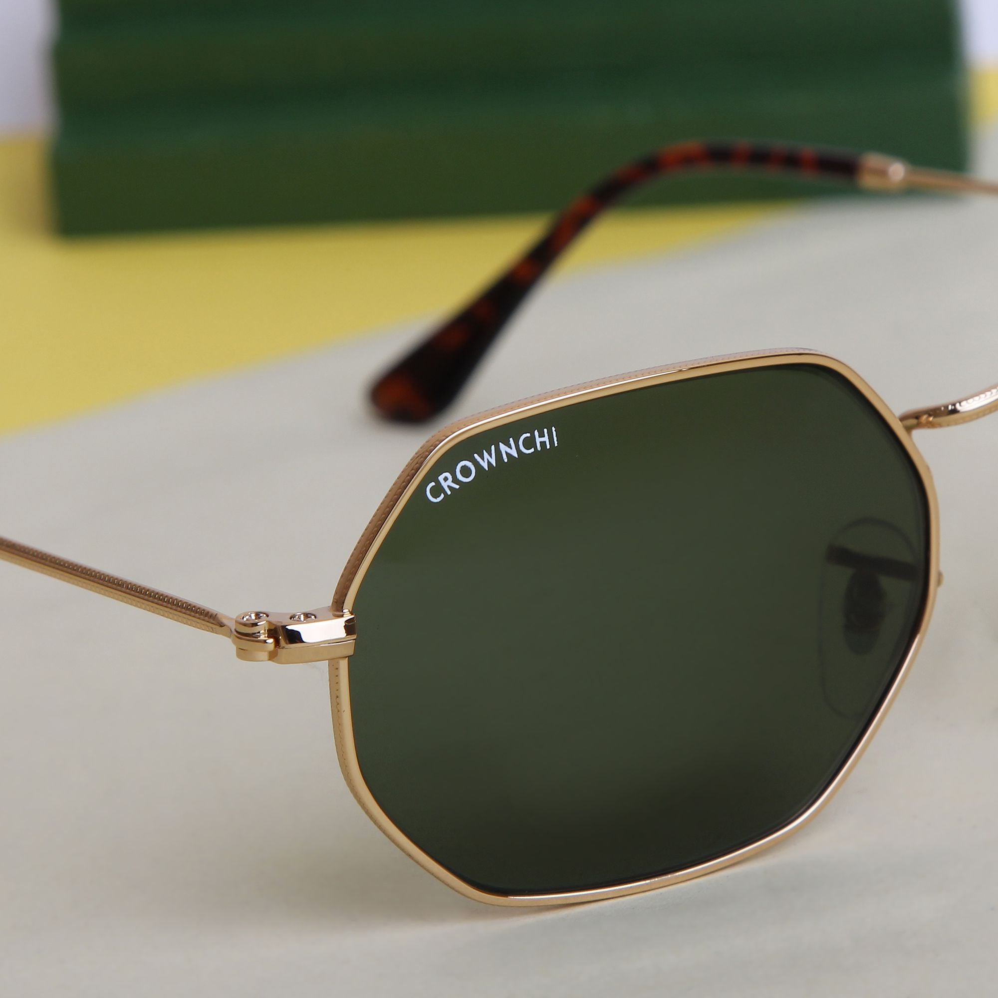 Marcus Gold Green Rectangle Edition Sunglasses