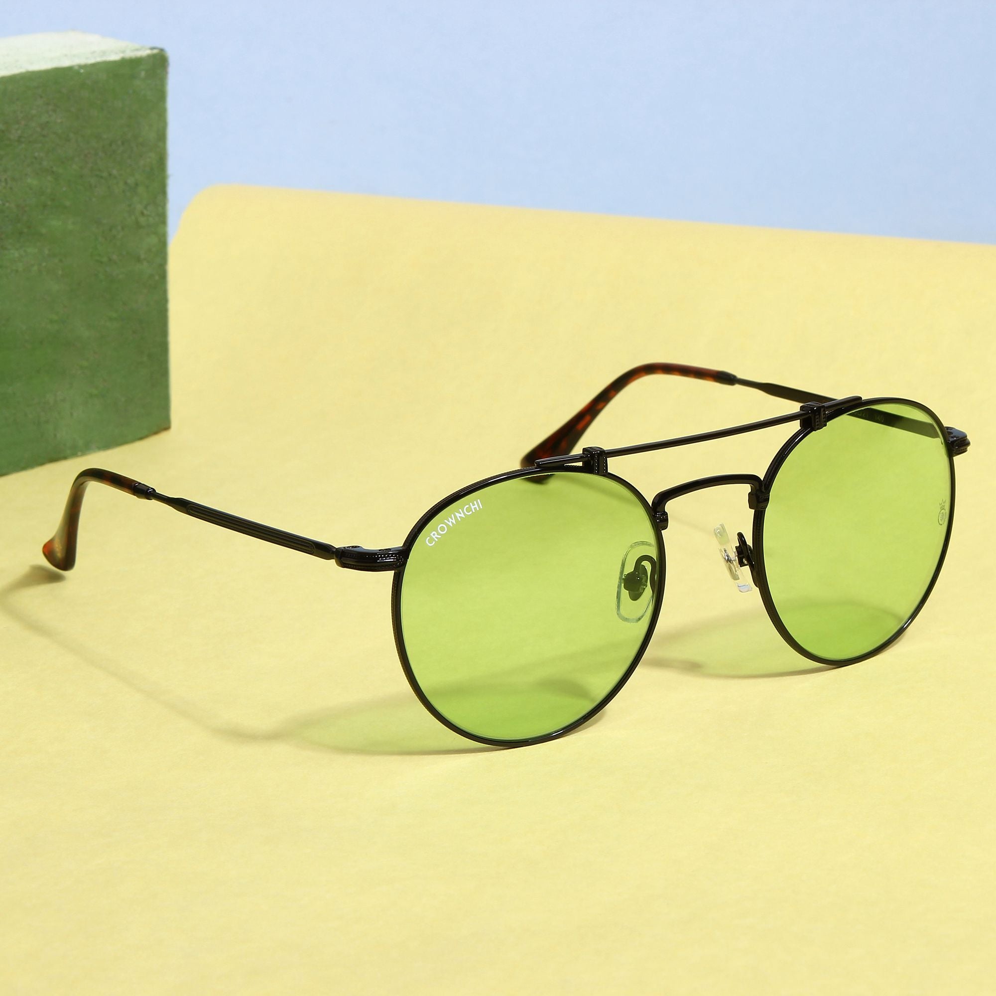 Tokyo Black Candy Green Upper Bridge Round Edition Sunglasses
