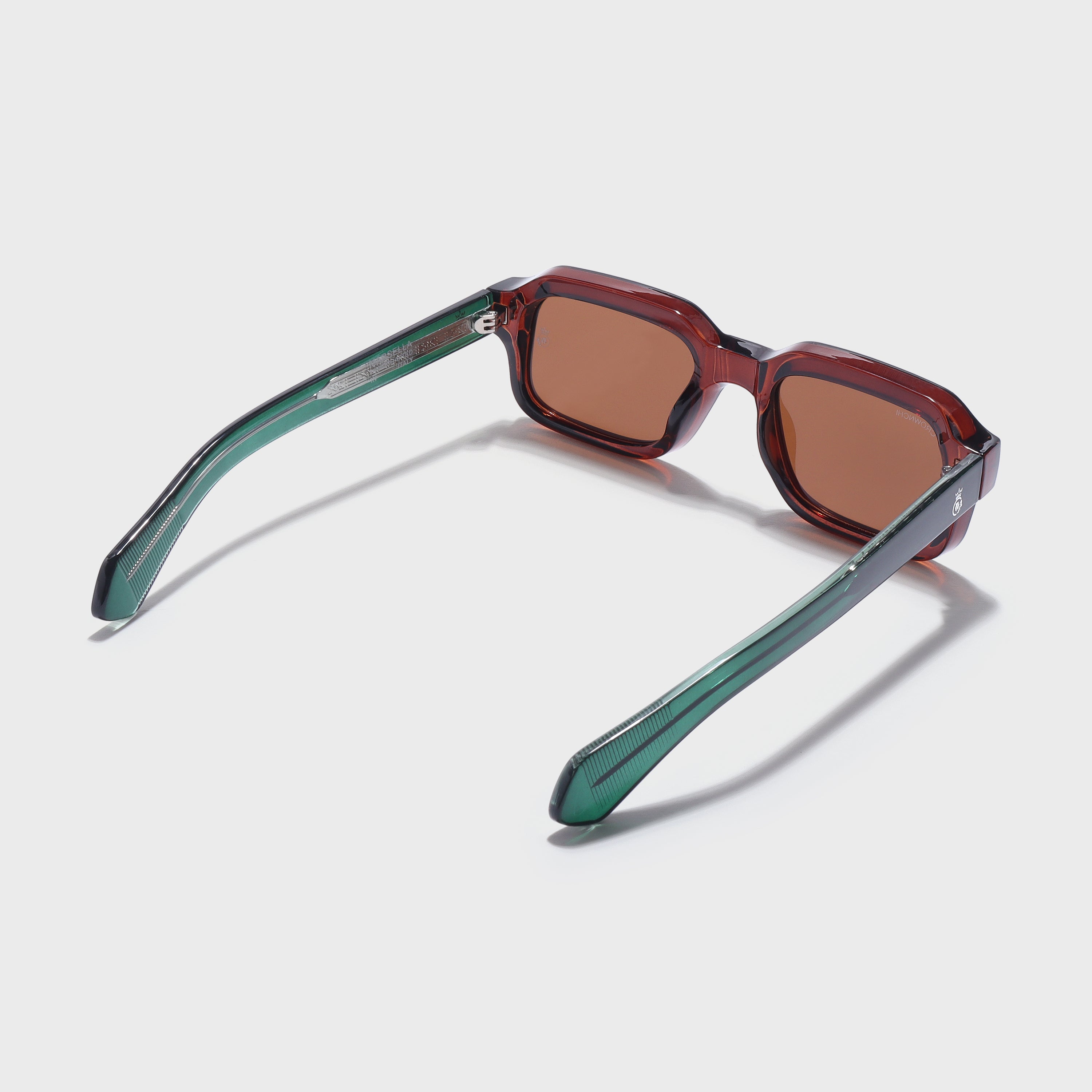 Crownchi Marsella Green Brown Square Sunglasses