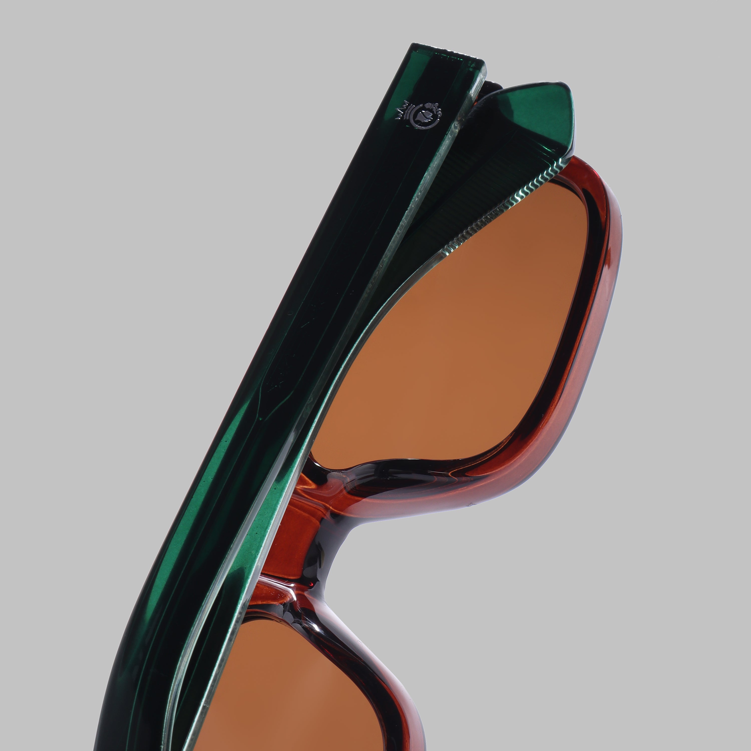 Crownchi Marsella Green Brown Square Sunglasses
