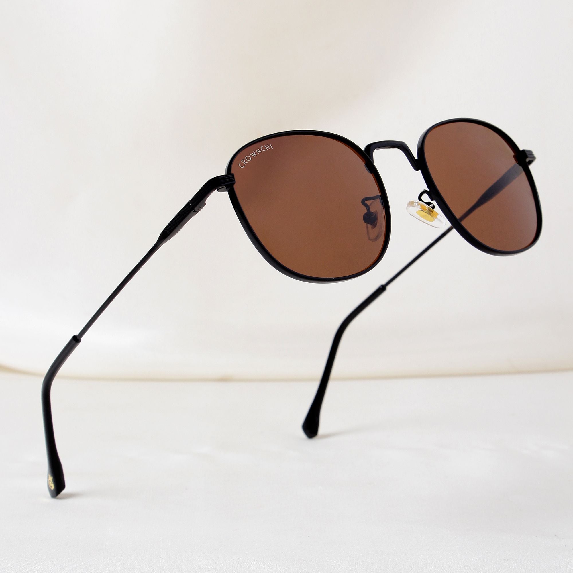 Crownchi Martin Black Brown Round Edition Sunglasses