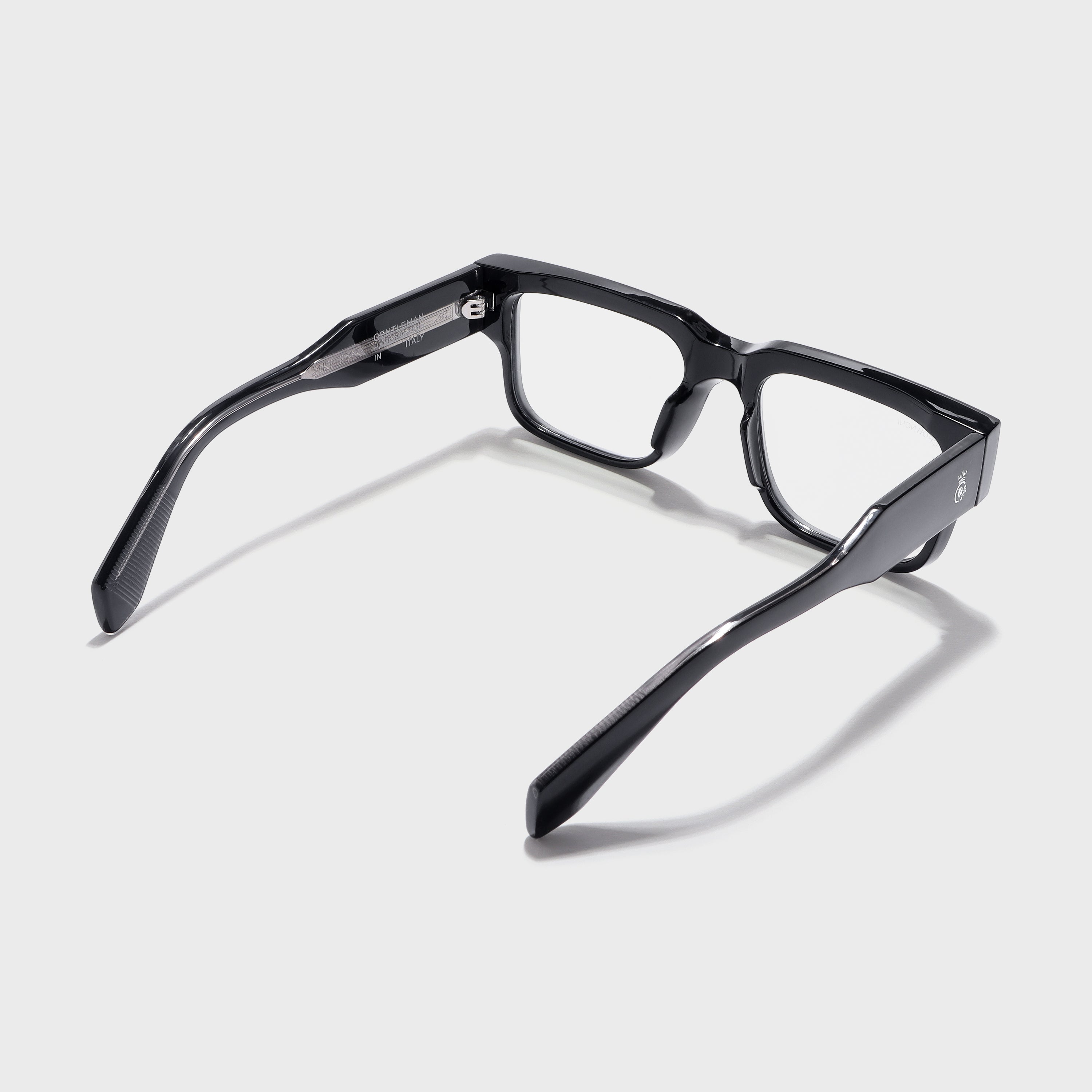Crownchi Gentleman Black Clear Square Sunglasses