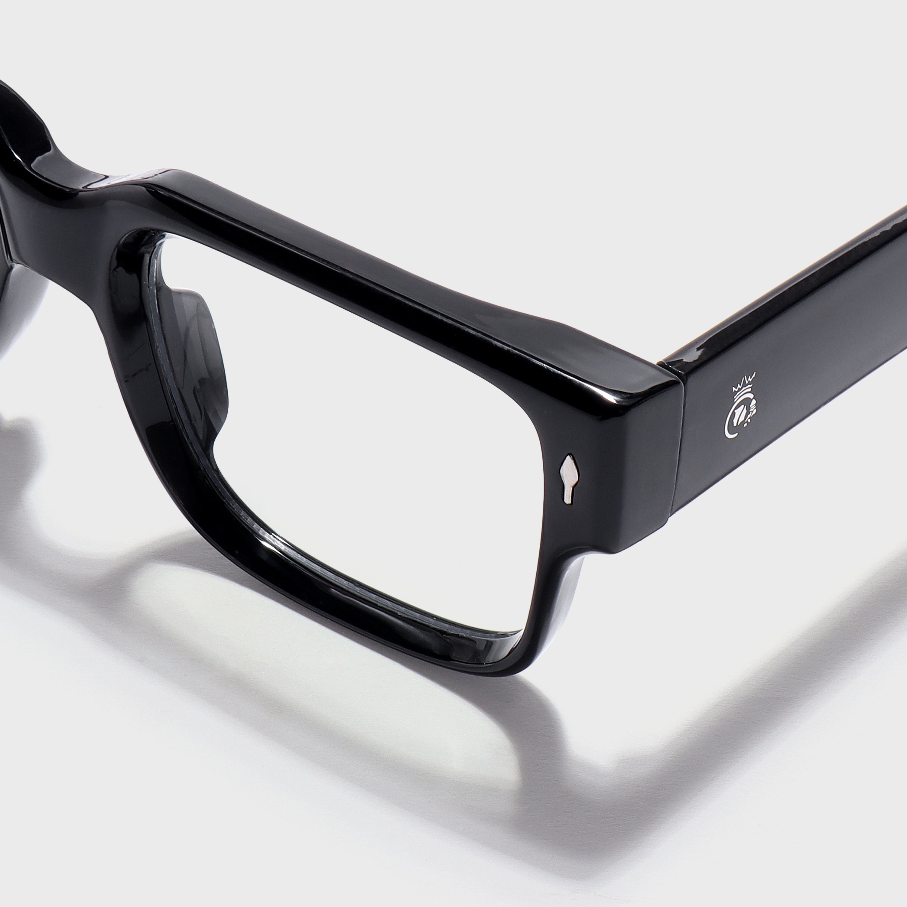 Crownchi Gentleman Black Clear Square Sunglasses