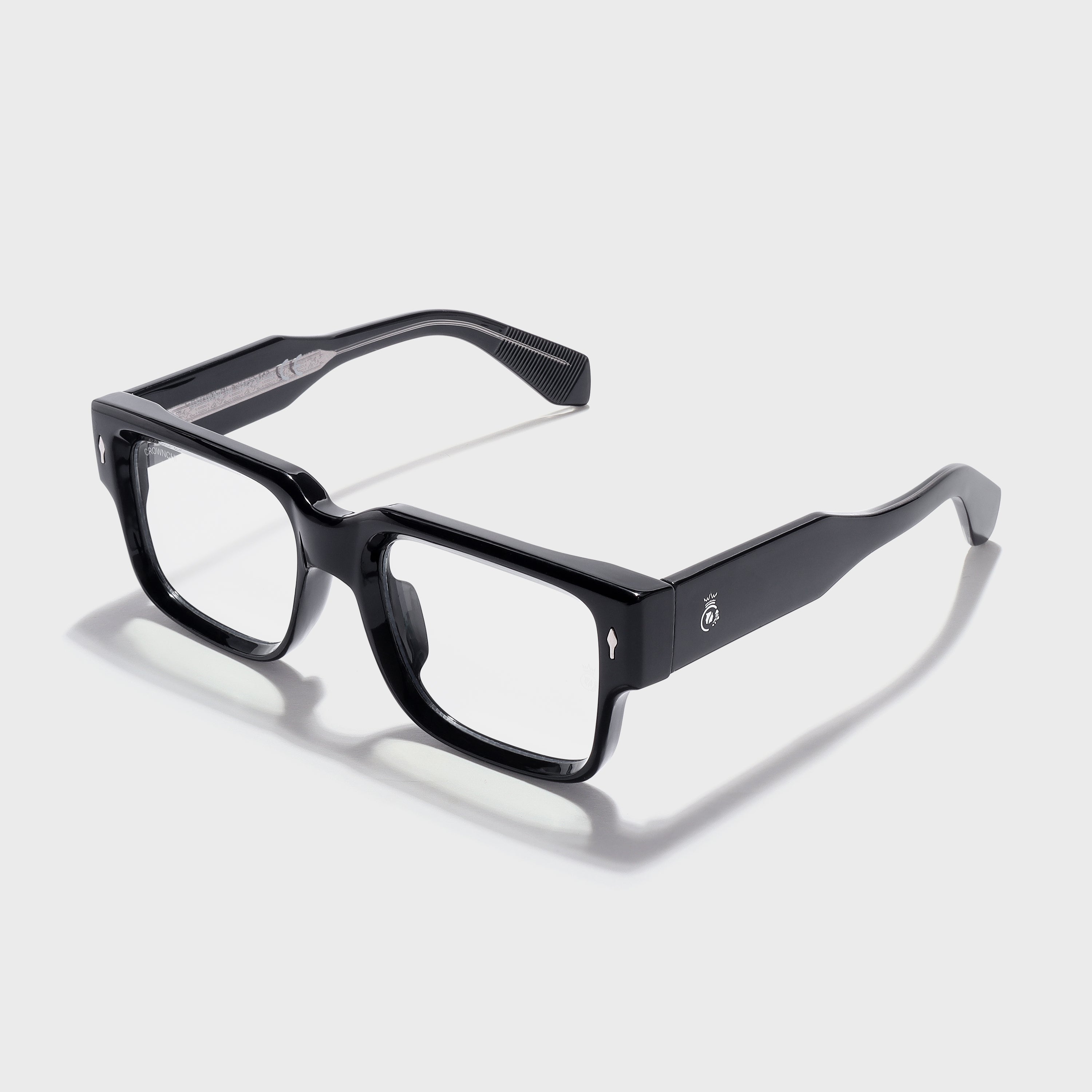 Crownchi Gentleman Black Clear Square Sunglasses