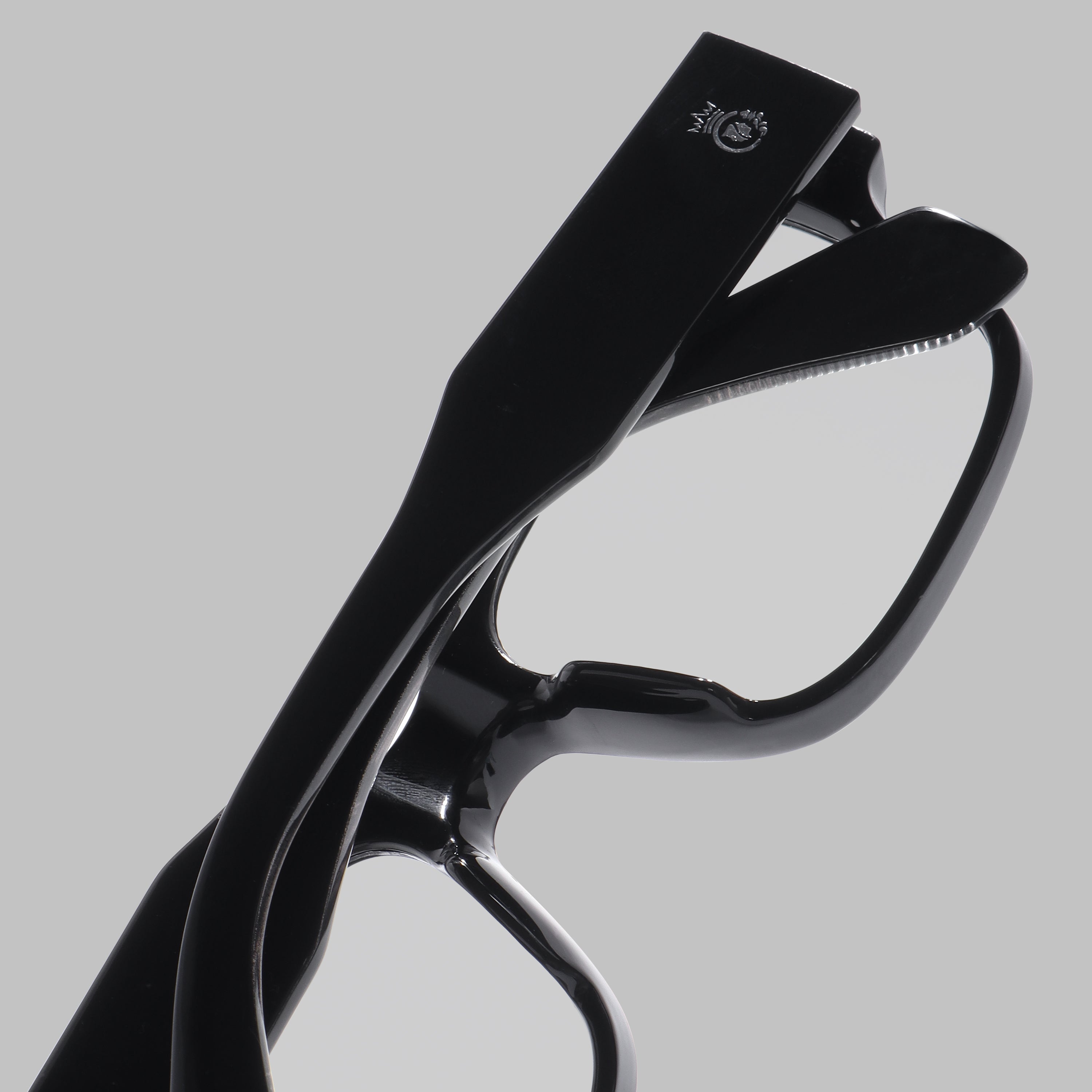 Crownchi Gentleman Black Clear Square Sunglasses
