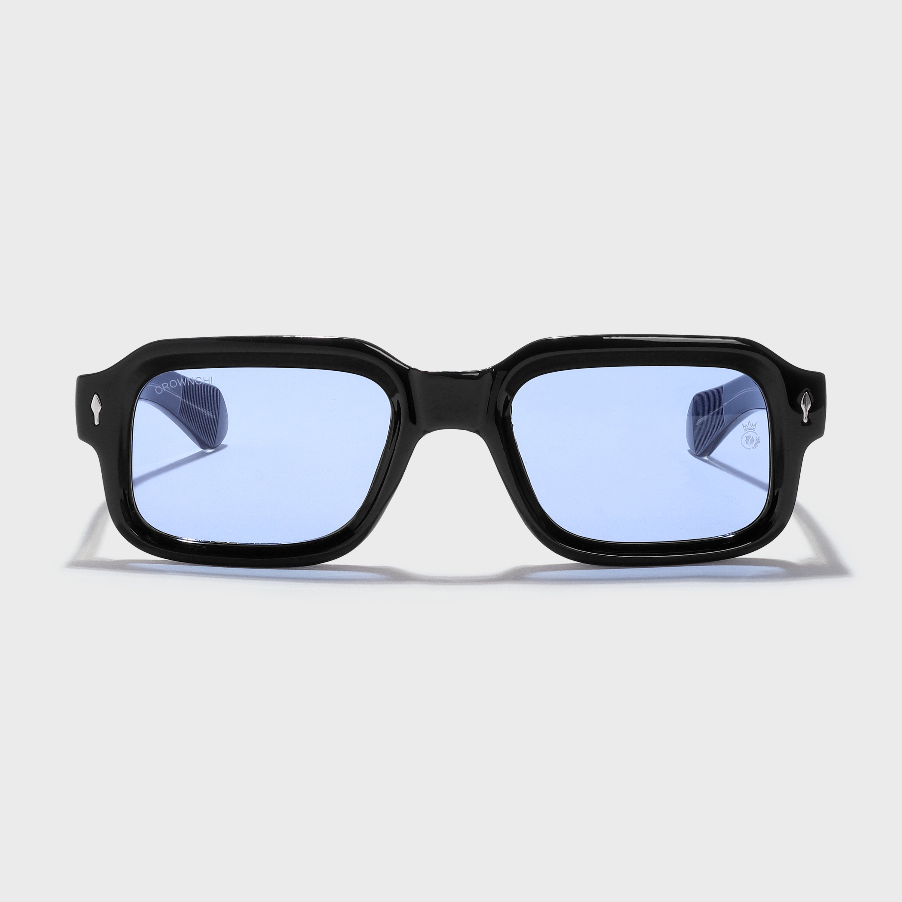 Crownchi Marsella Black Blue Square Sunglasses
