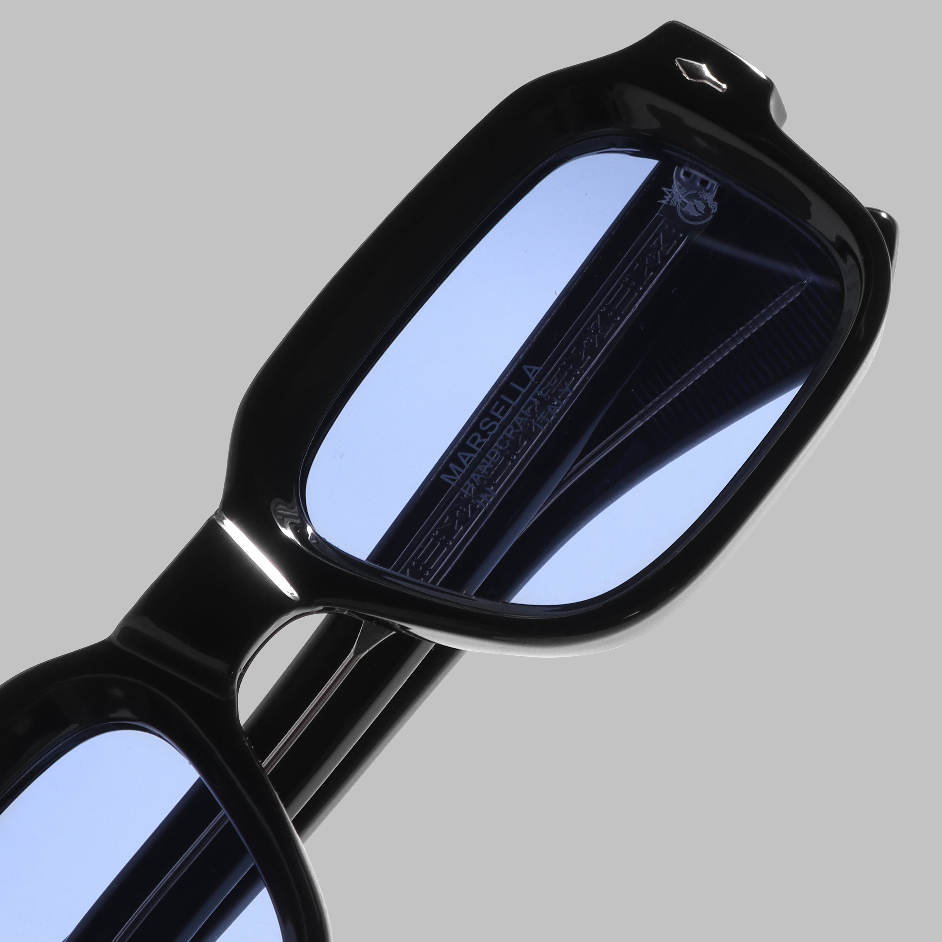 Crownchi Marsella Black Blue Square Sunglasses