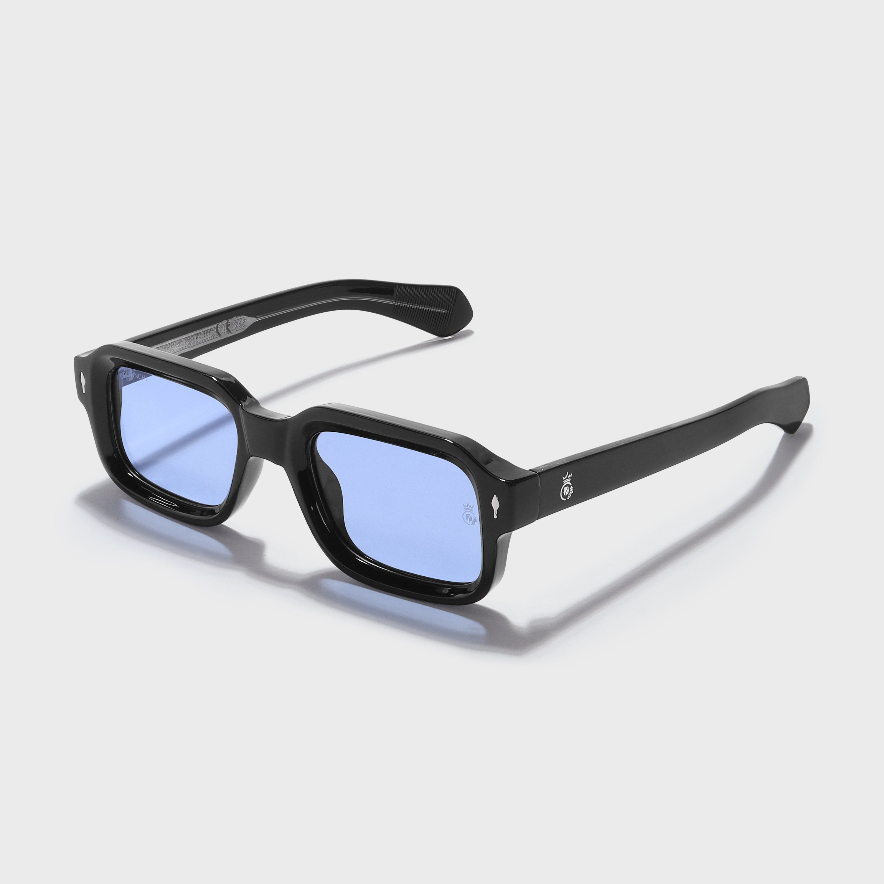 Crownchi Marsella Black Blue Square Sunglasses