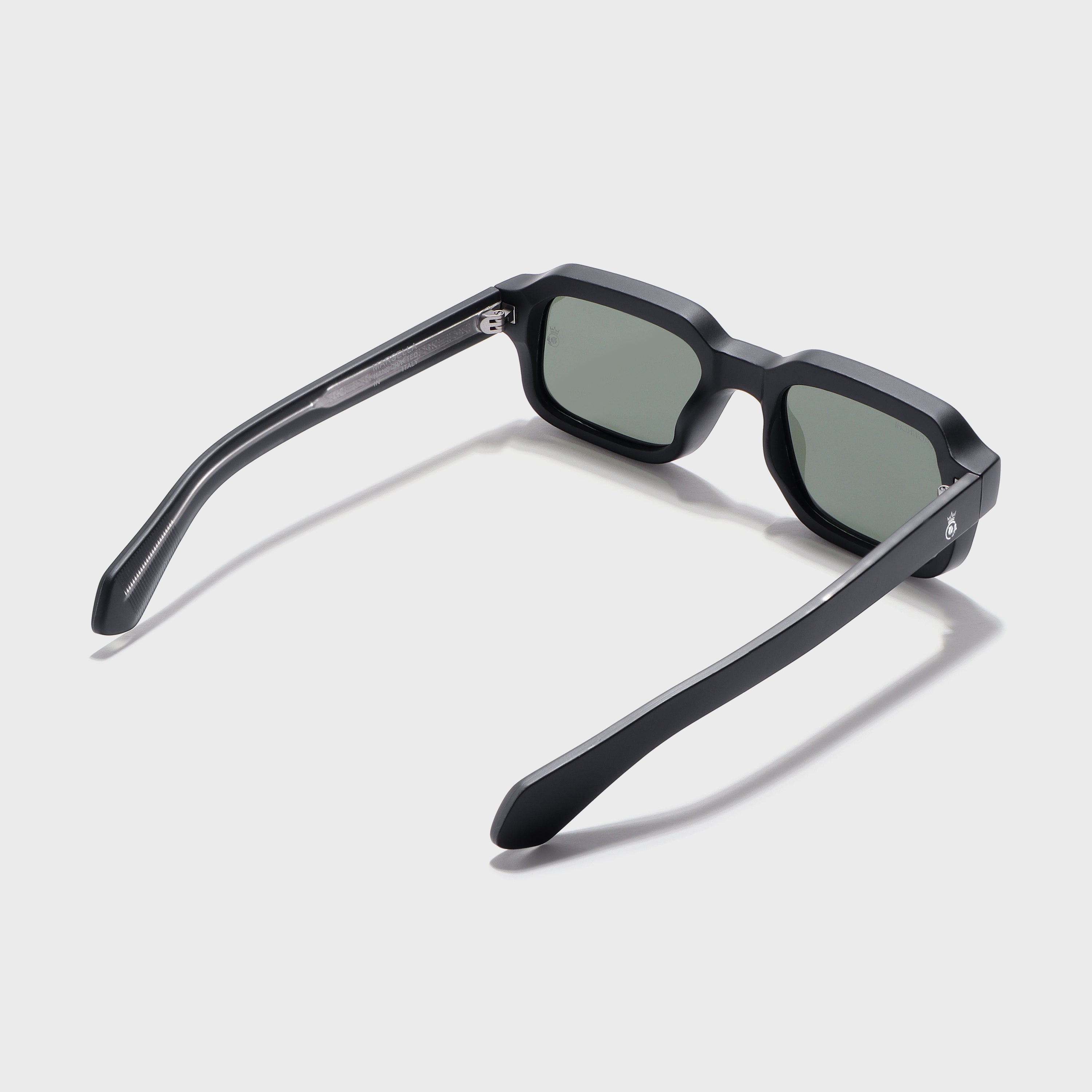 Crownchi Marsella Black Green Square Sunglasses