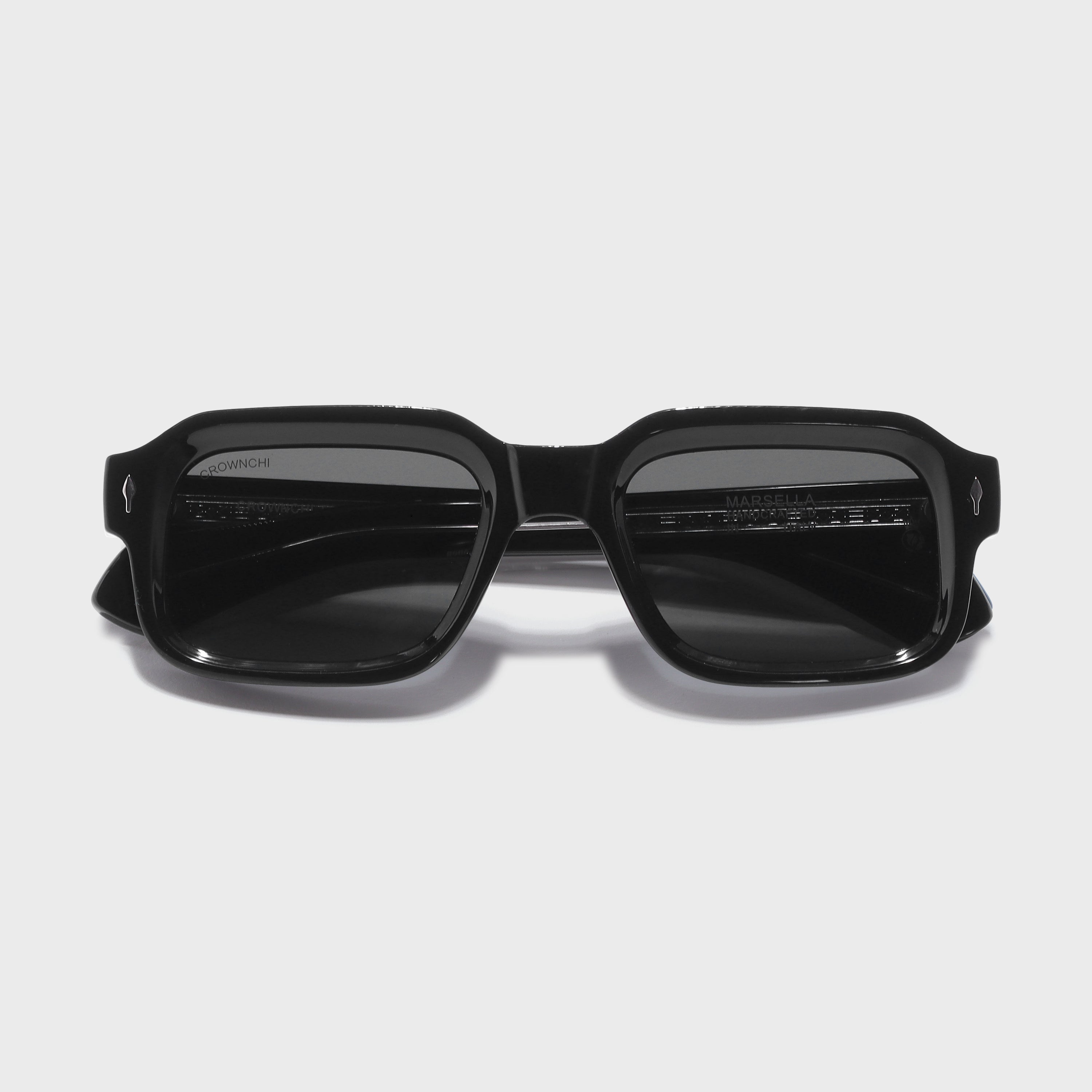 Crownchi Marsella Full Black Square Sunglasses