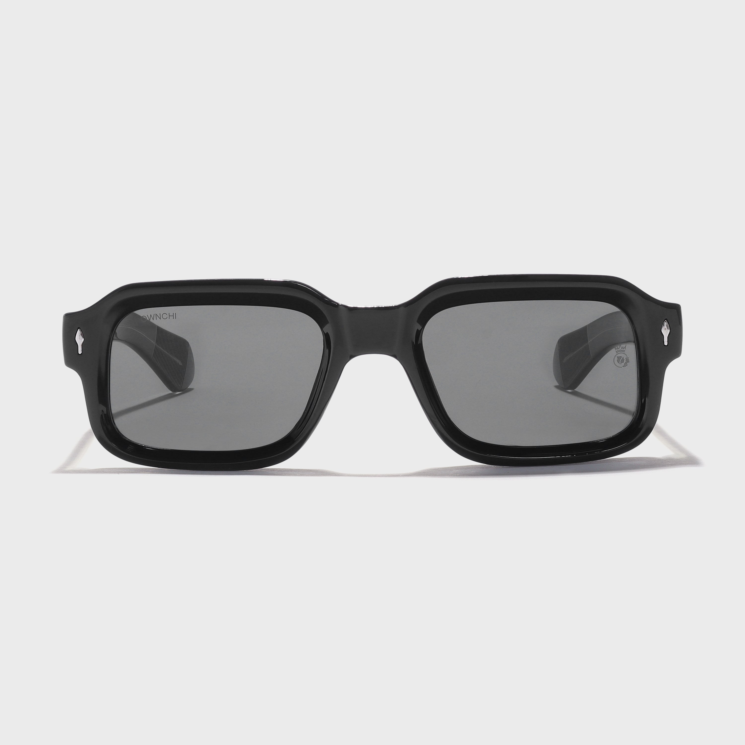 Crownchi Marsella Full Black Square Sunglasses