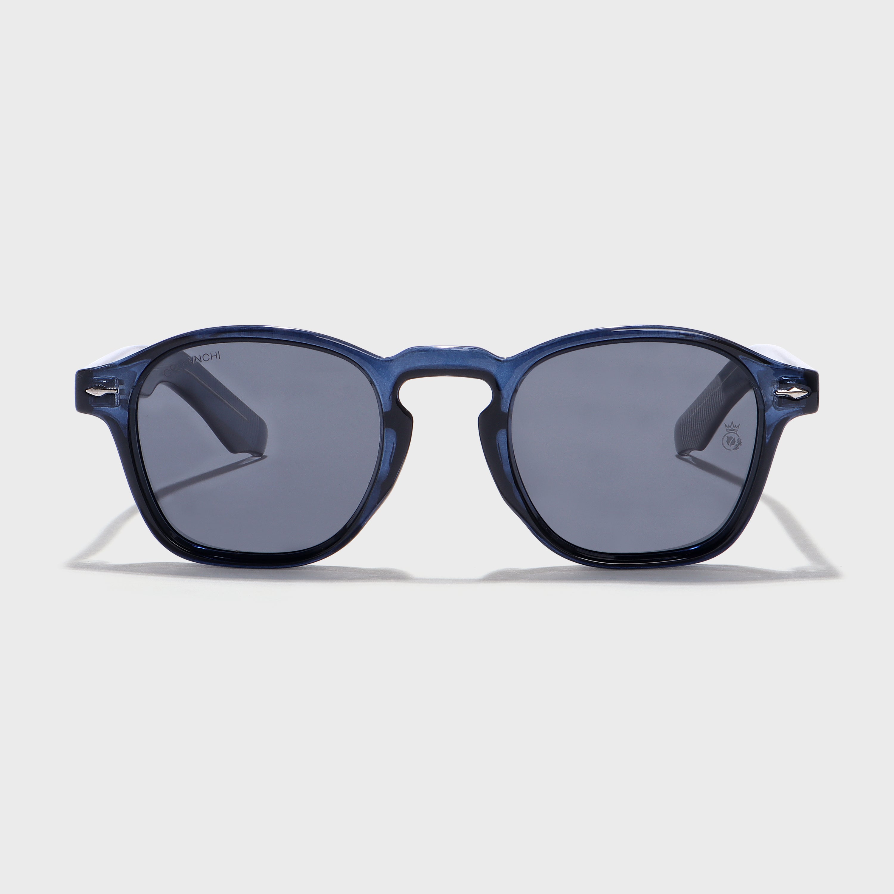 Crownchi Professor Blue Black Square Sunglasses