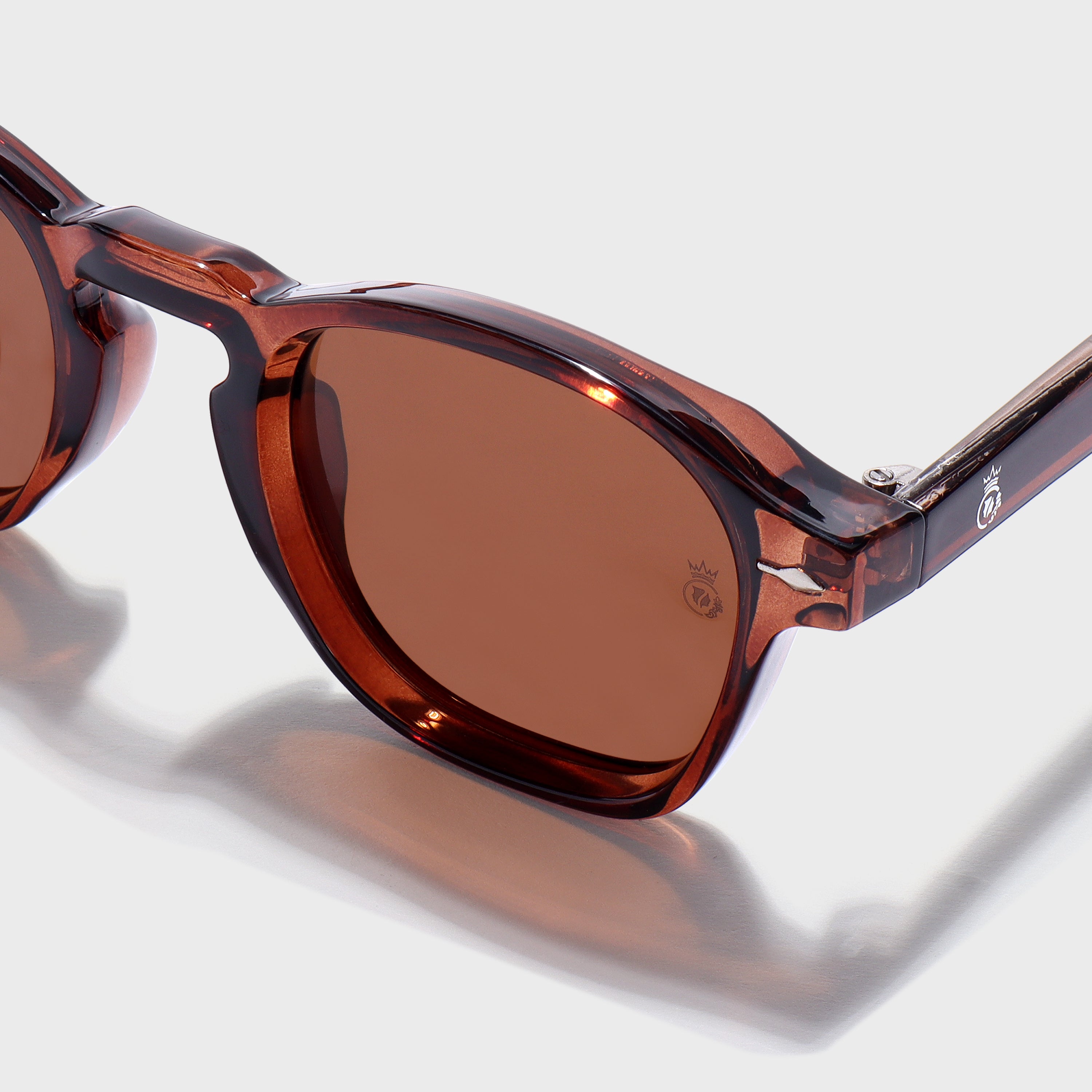 Crownchi Professor Full brown Square Sunglasses
