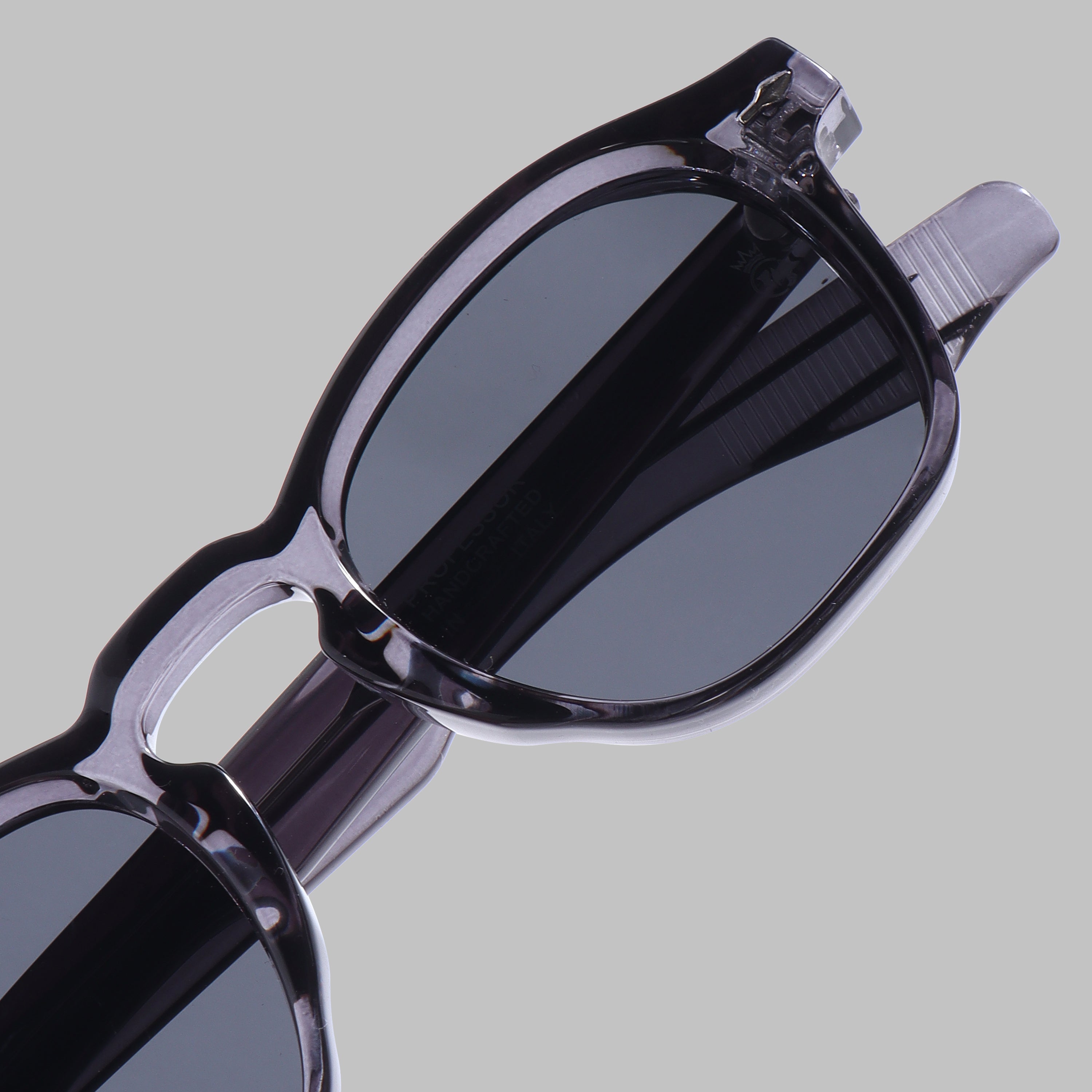 Crownchi Professor Grey Black Square Sunglasses