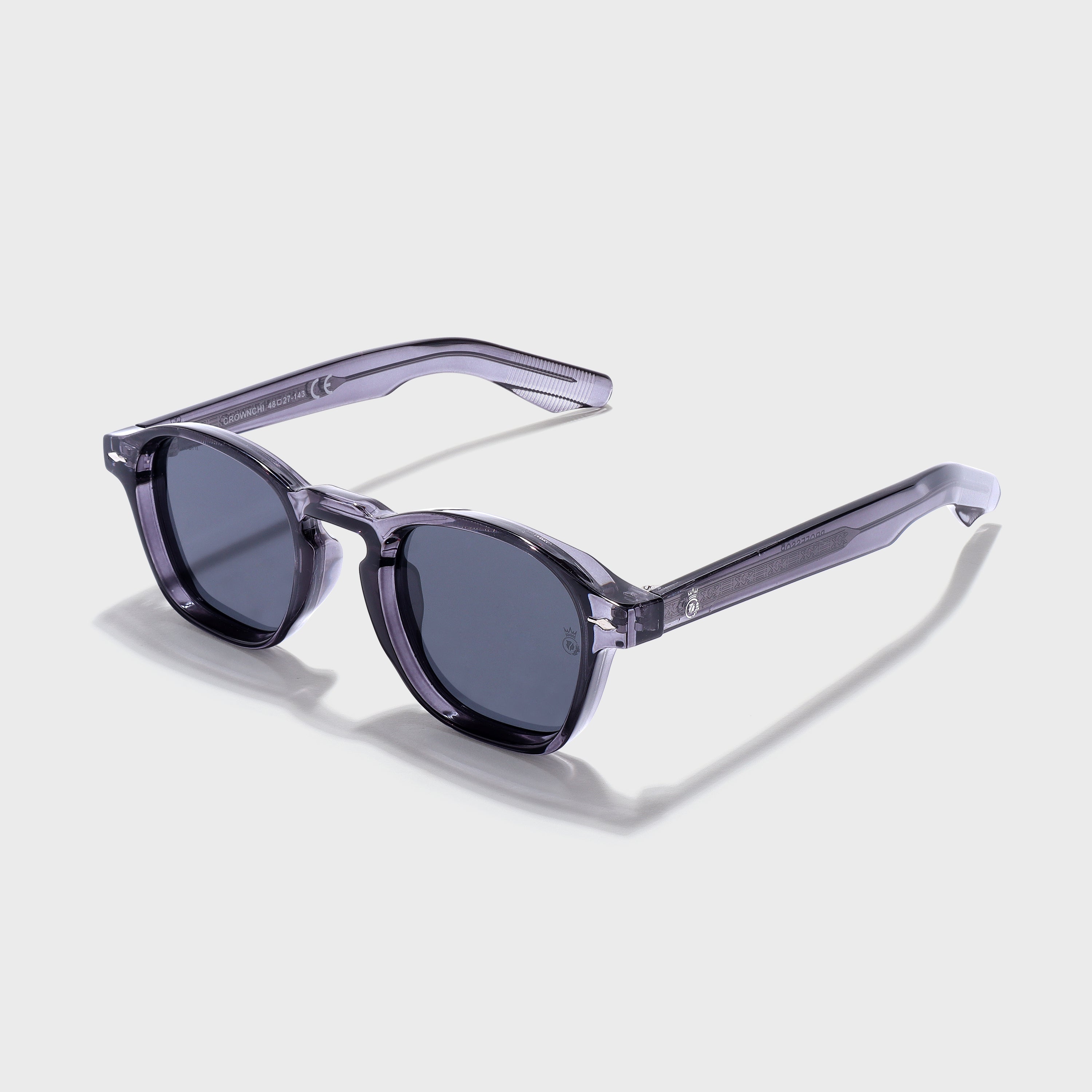 Crownchi Professor Grey Black Square Sunglasses