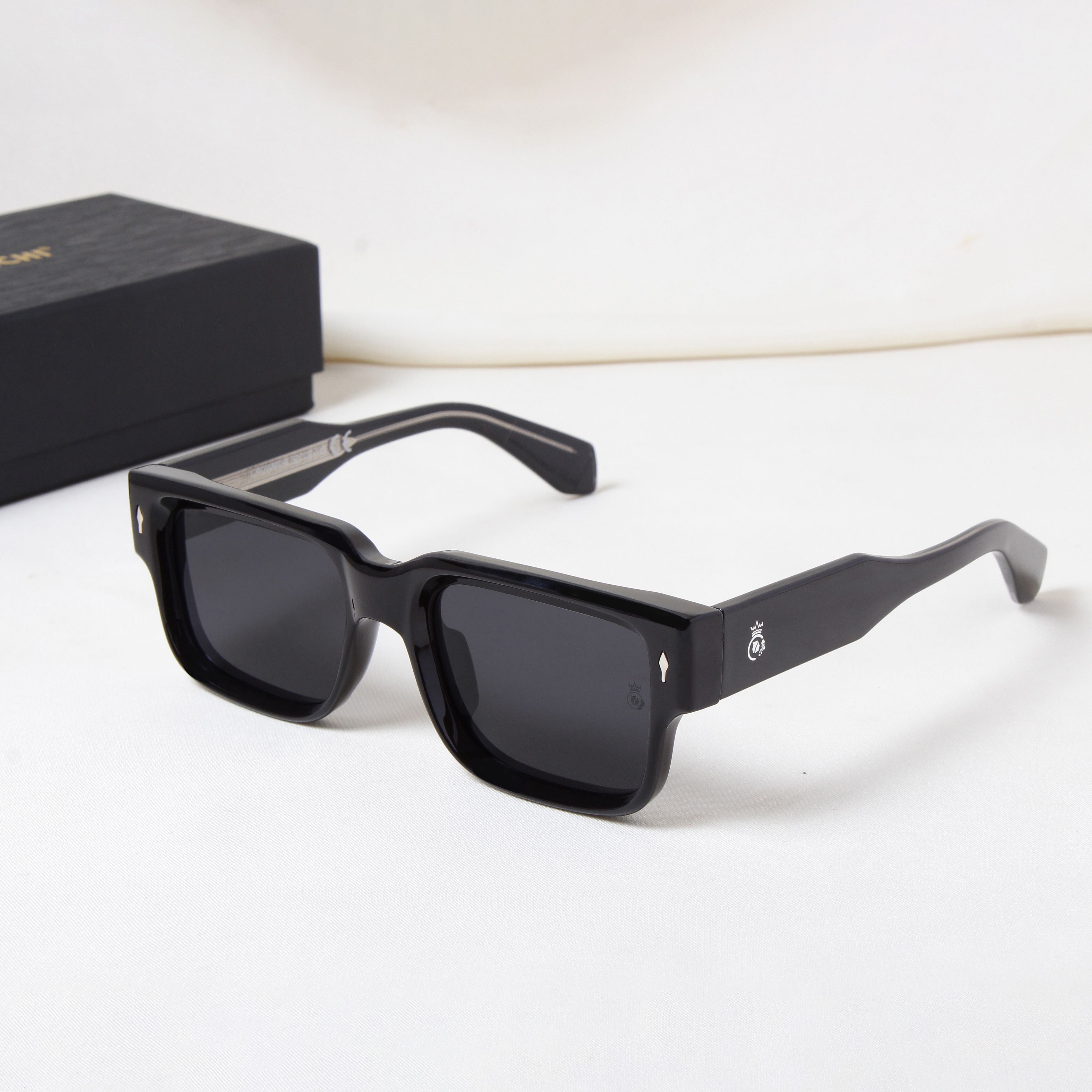 Crownchi Gentleman Full Black Square Sunglasses