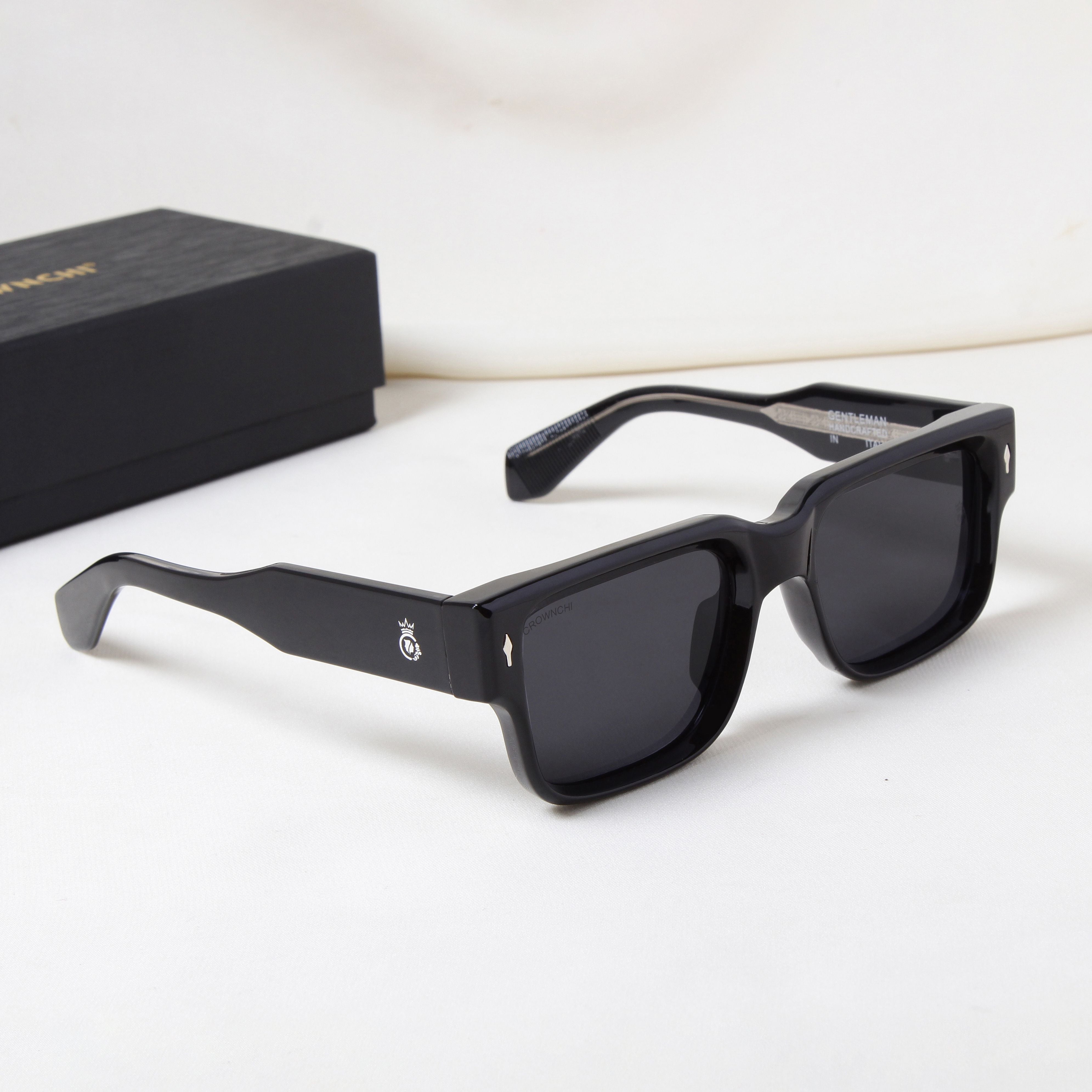 Crownchi Gentleman Full Black Square Sunglasses