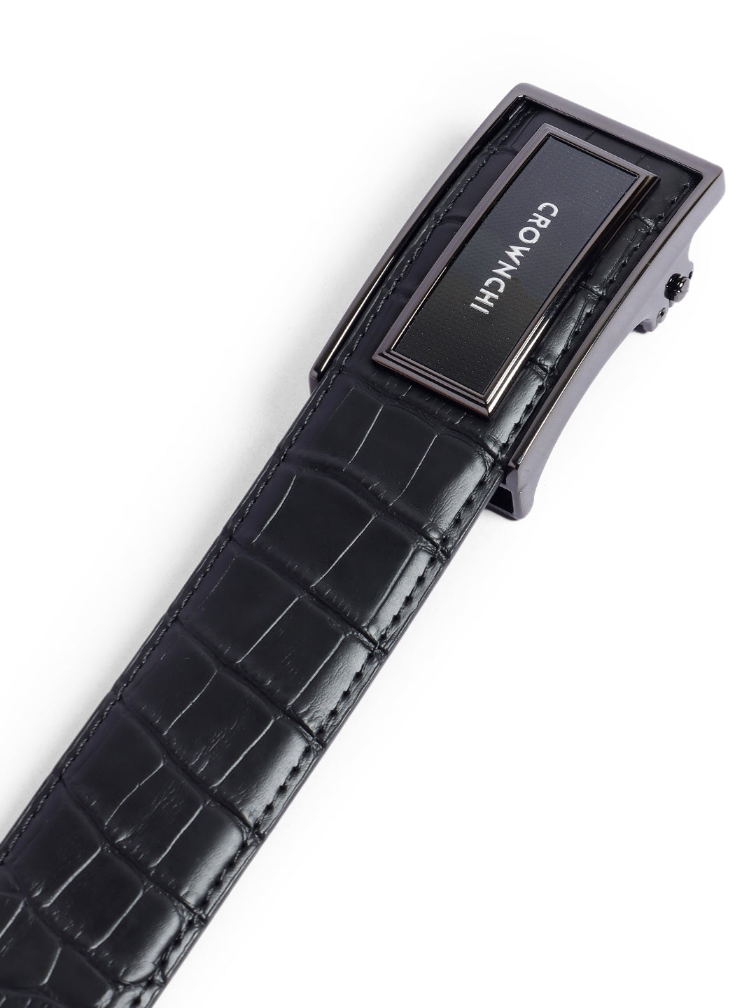Melbourne Black Croc-Texture Leather Belt for Men