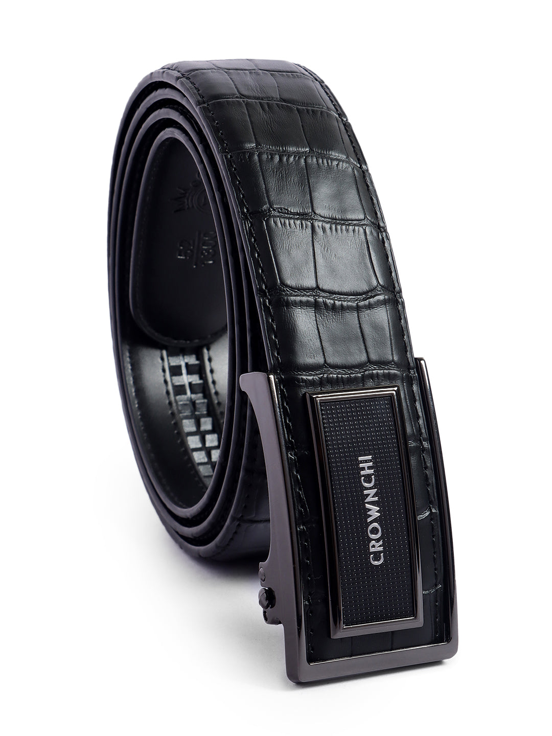 Melbourne Black Croc-Texture Leather Belt for Men