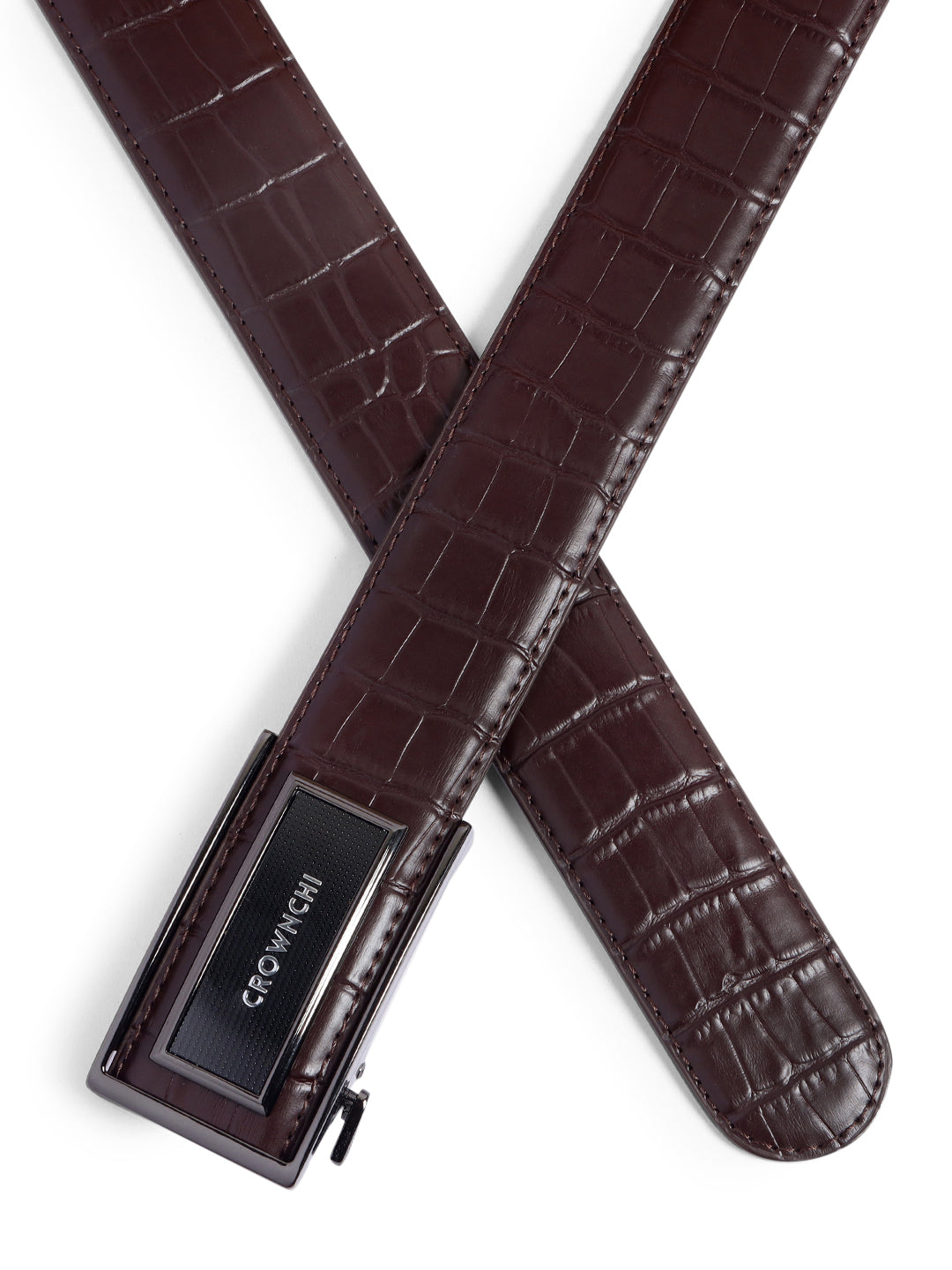 Melbourne Brown Croc-Texture Leather Belt for Men