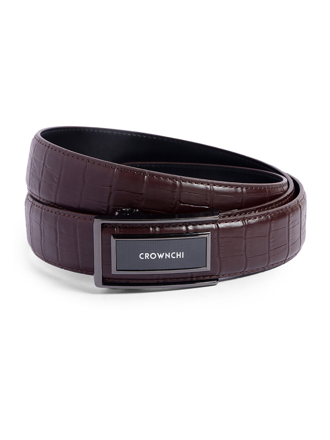 Melbourne Brown Croc-Texture Leather Belt for Men