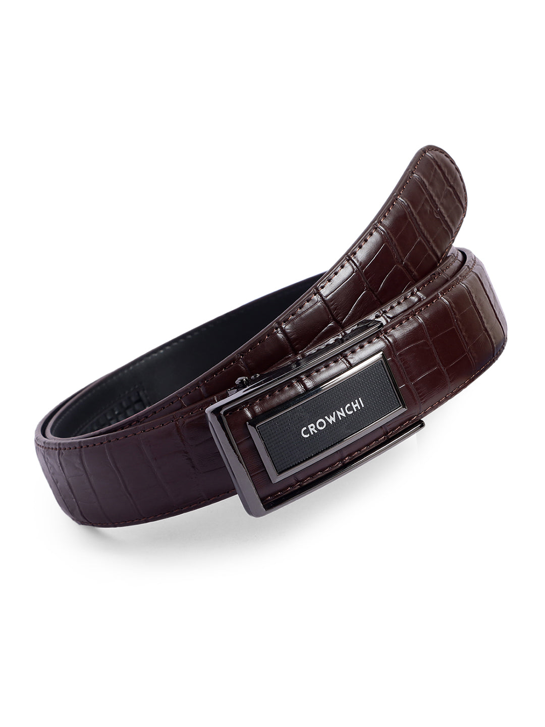 Melbourne Brown Croc-Texture Leather Belt for Men