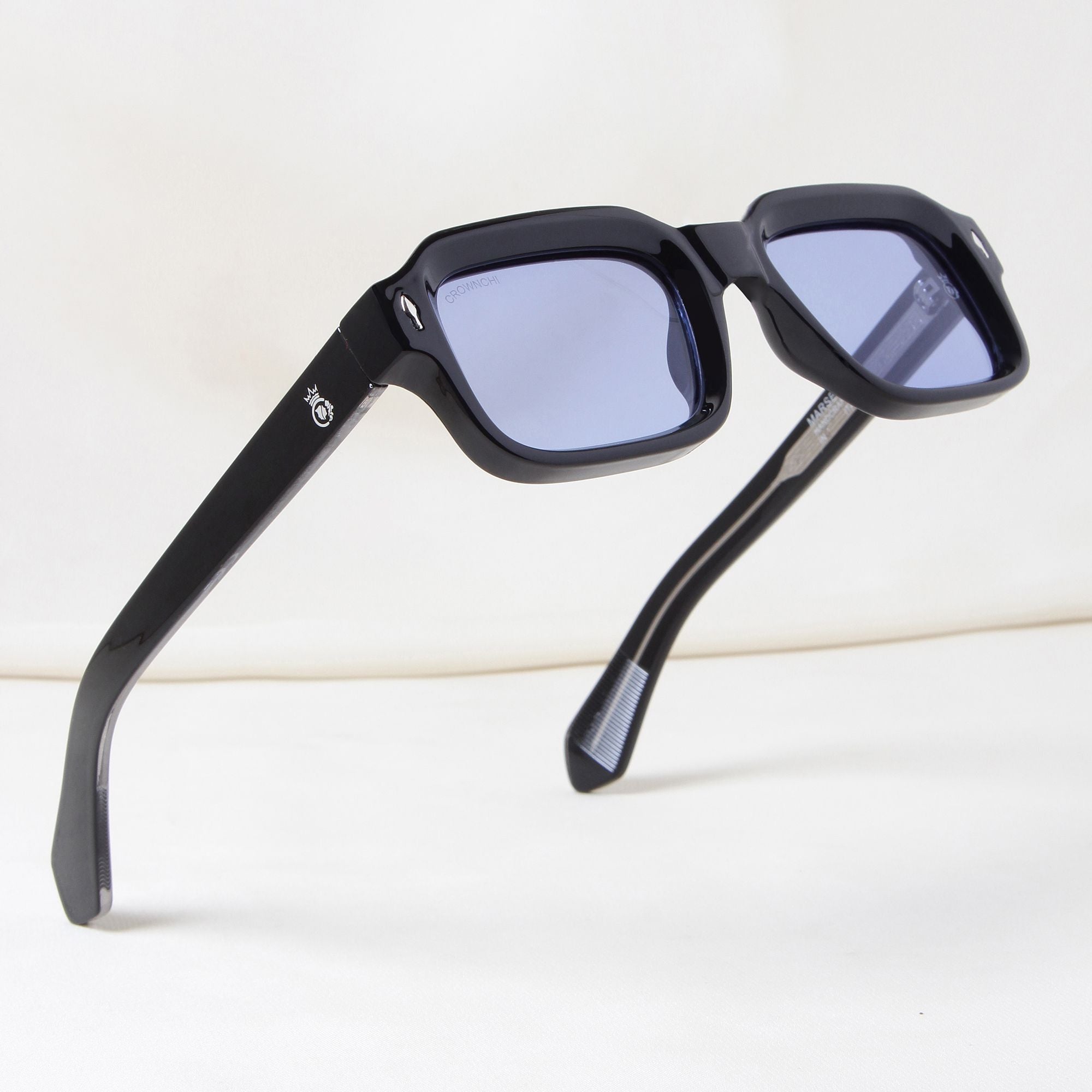 Crownchi Marsella Black Blue Square Sunglasses