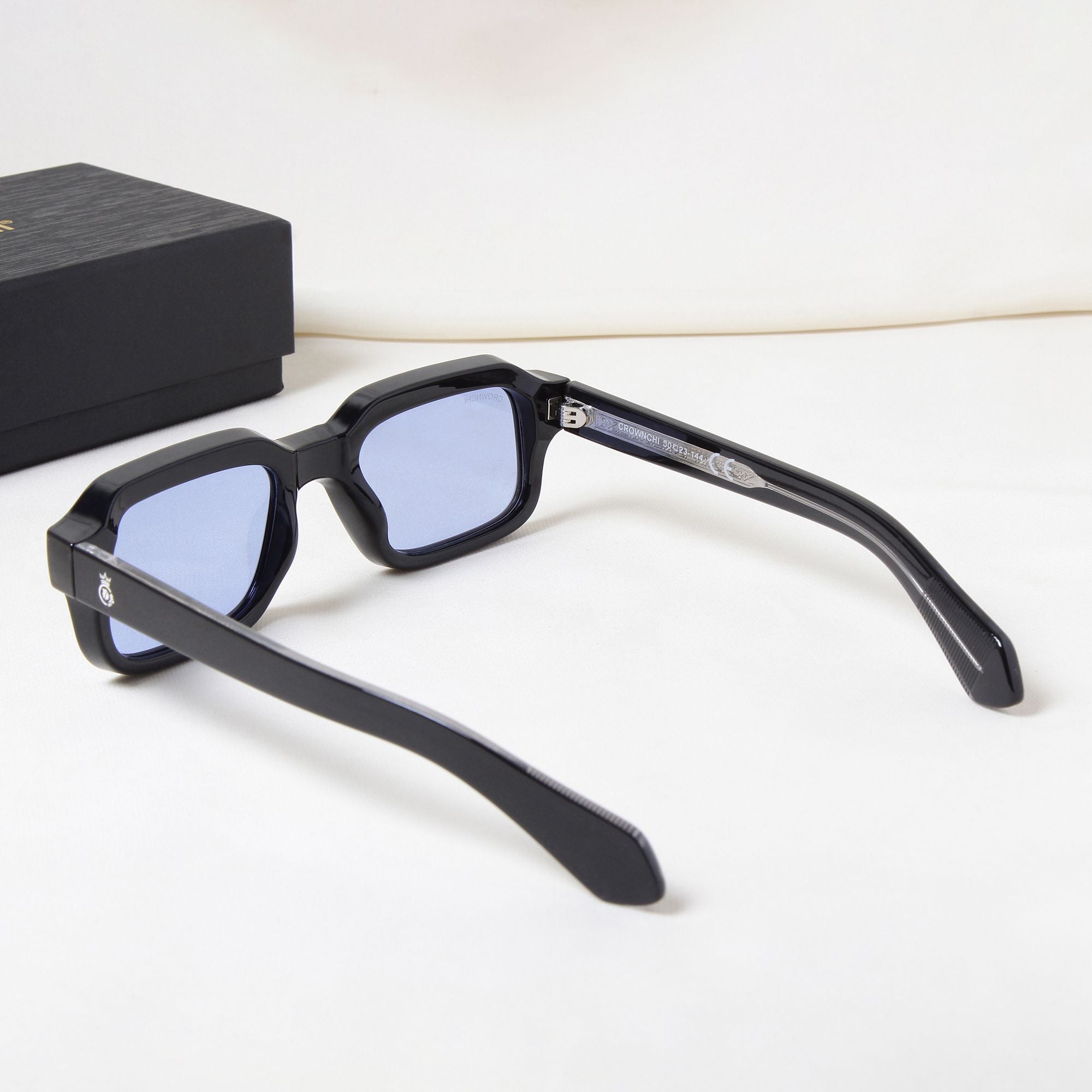 Crownchi Marsella Black Blue Square Sunglasses