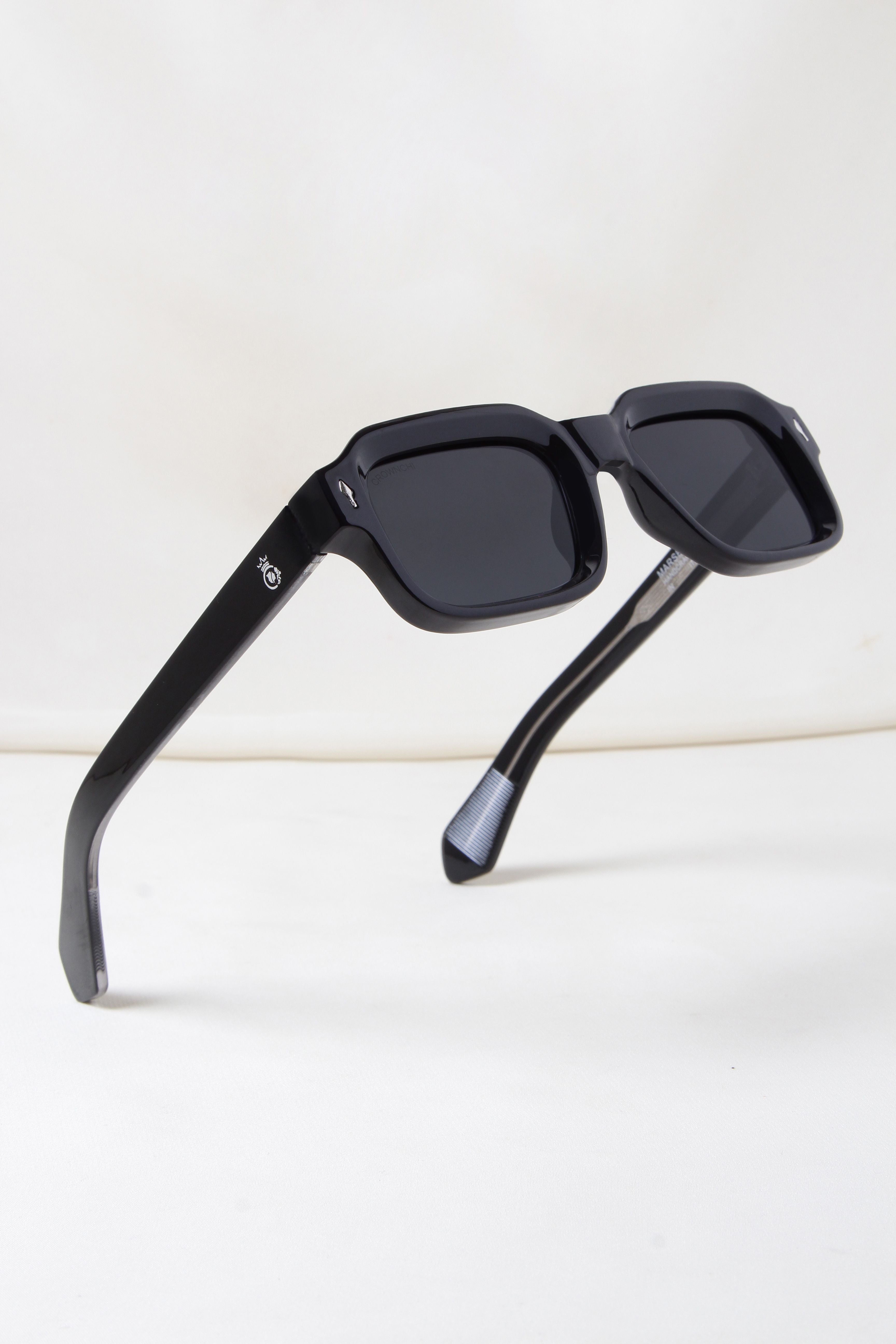 Crownchi Marsella Full Black Square Sunglasses