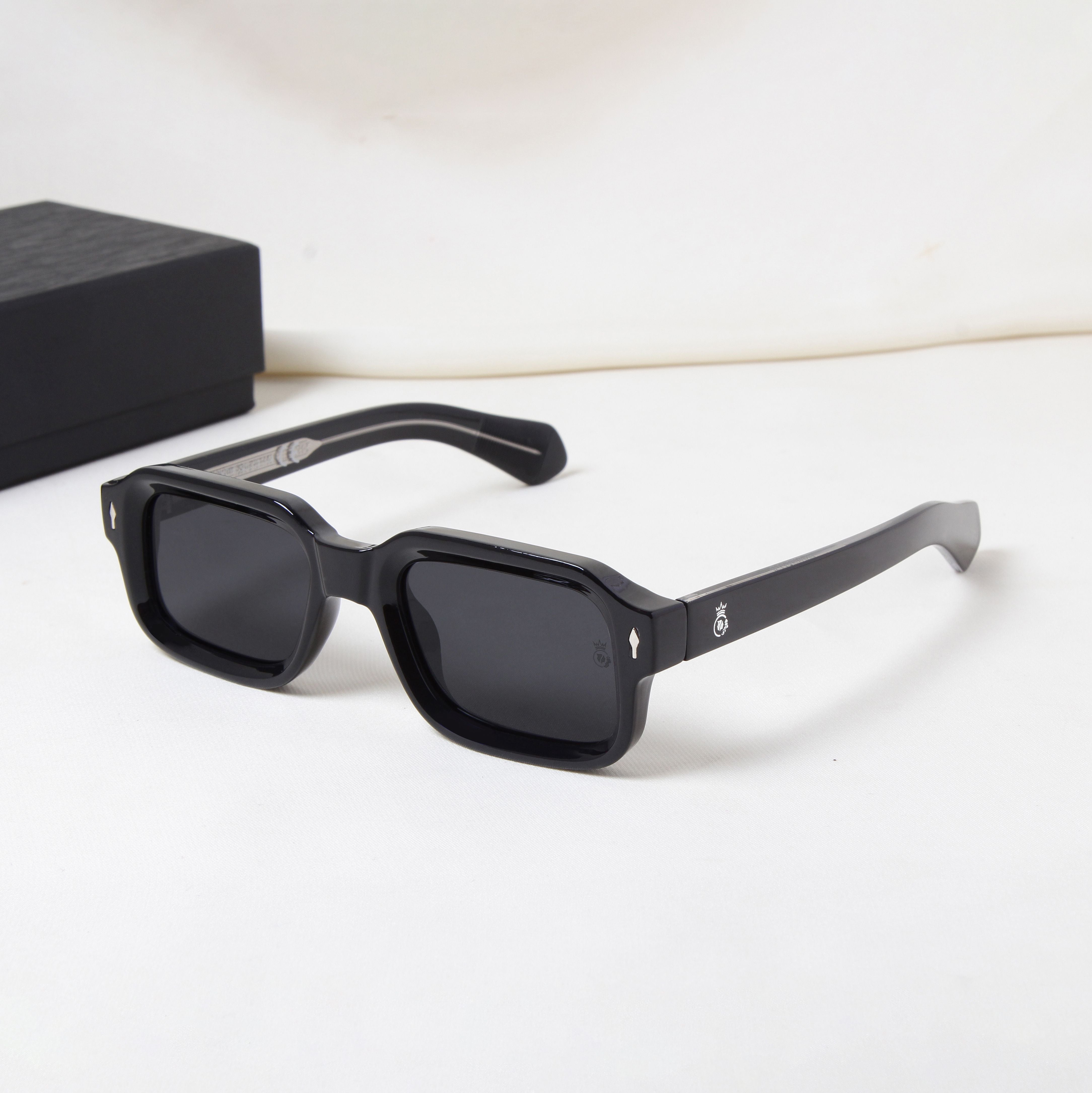 Crownchi Marsella Full Black Square Sunglasses