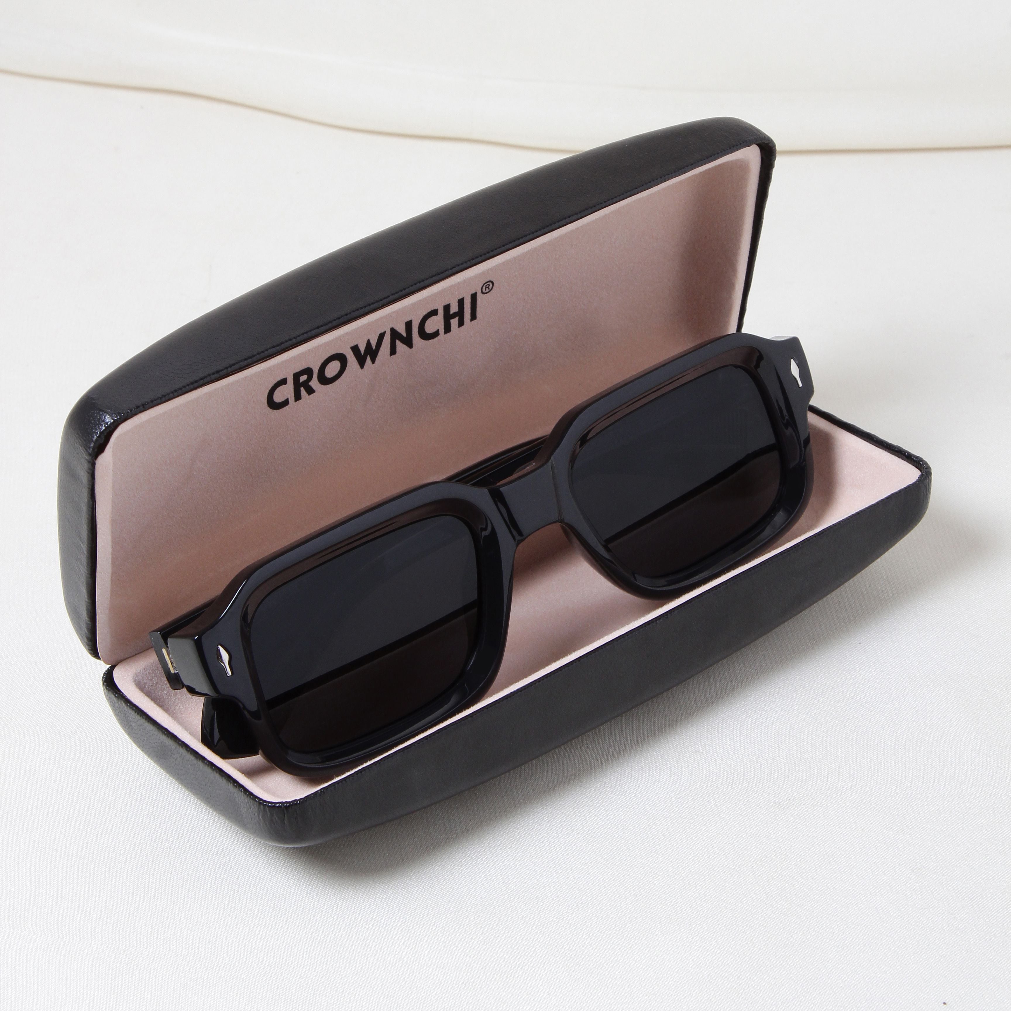 Crownchi Marsella Full Black Square Sunglasses