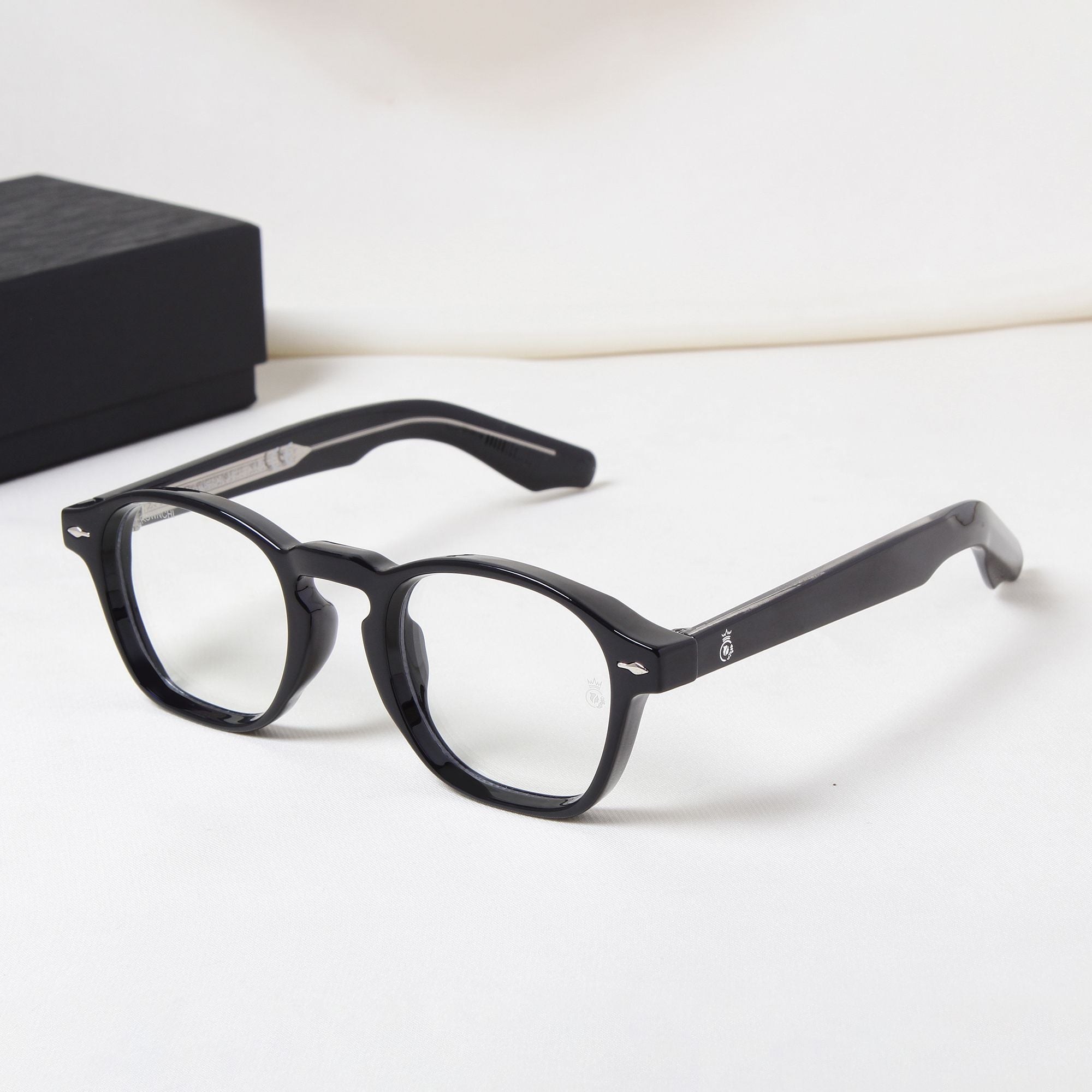 Crownchi Professor Black Clear Square Sunglasses