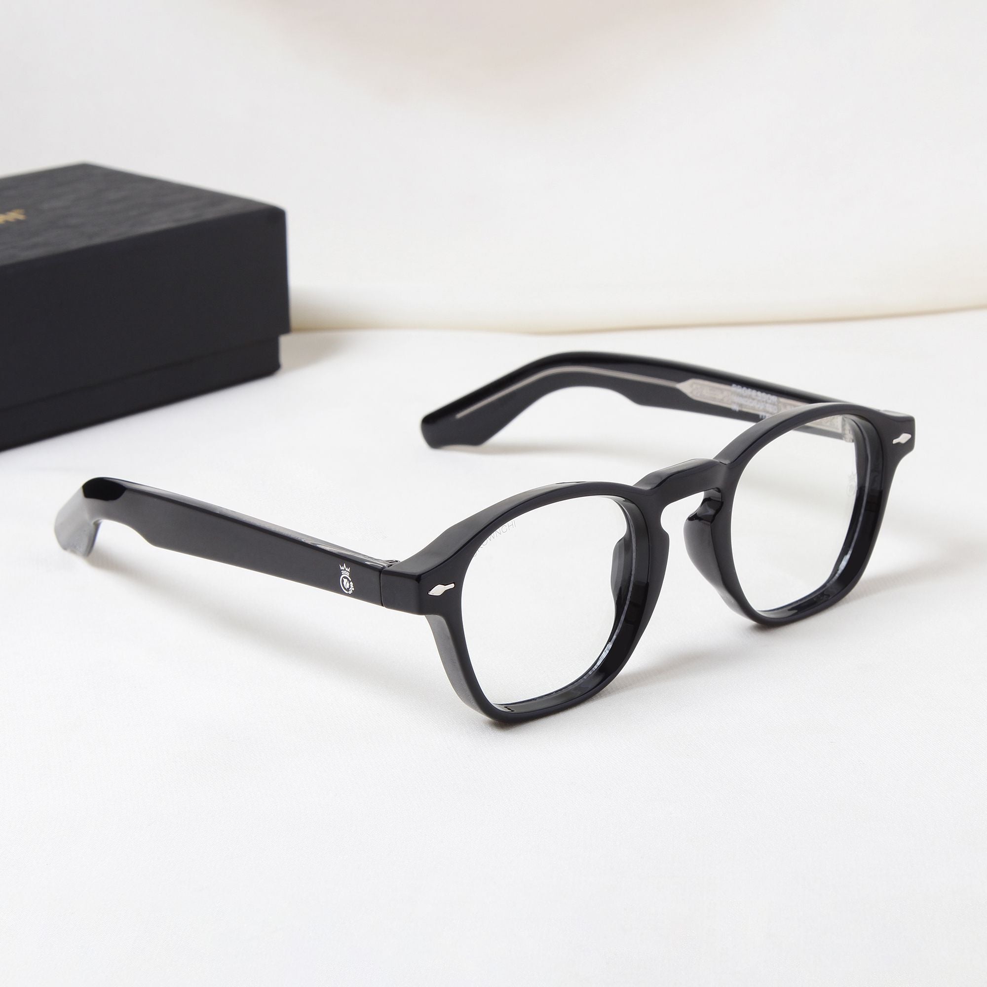 Crownchi Professor Black Clear Square Sunglasses