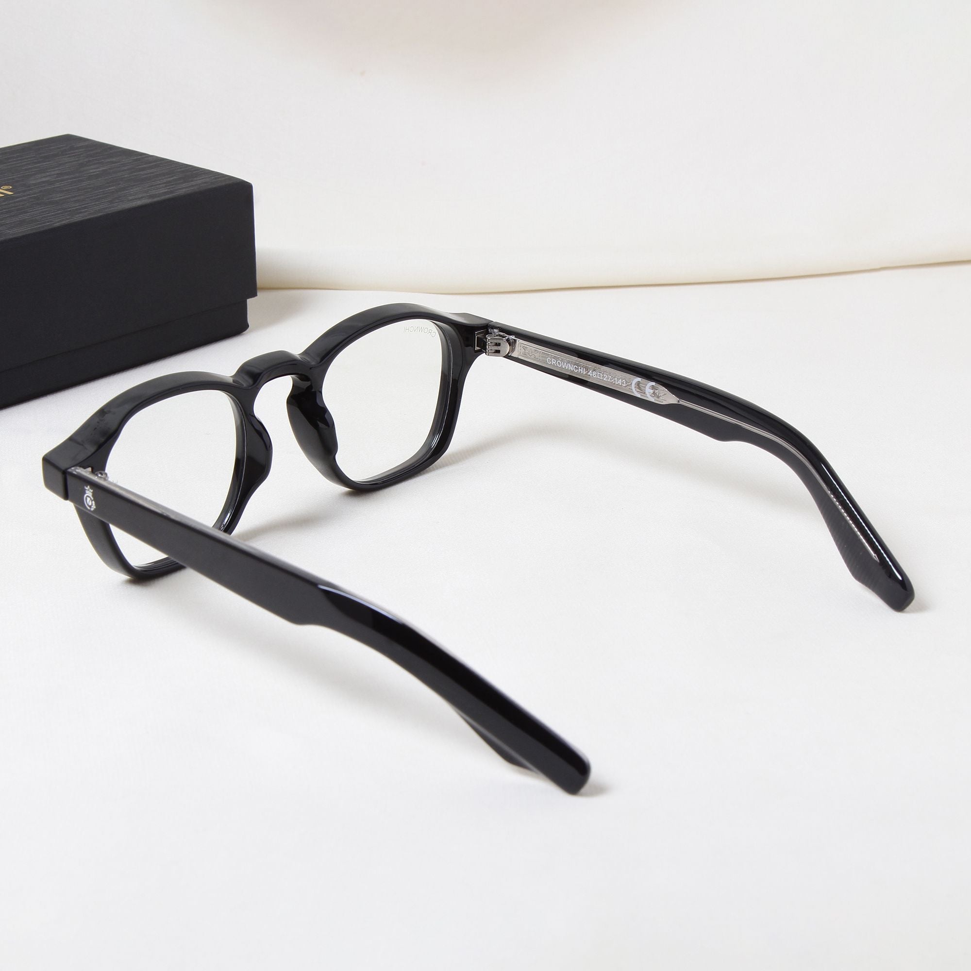 Crownchi Professor Black Clear Square Sunglasses