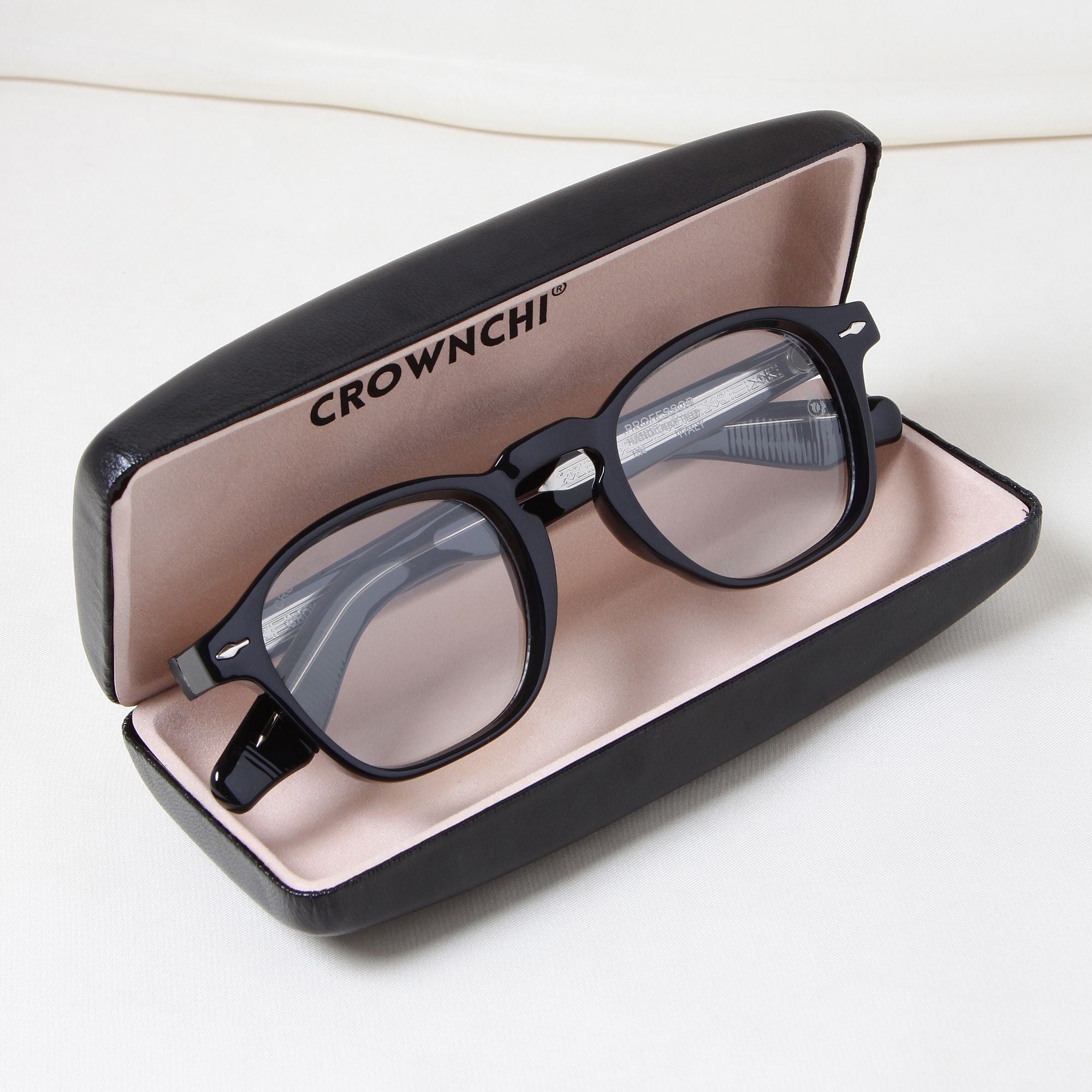 Crownchi Professor Black Clear Square Sunglasses