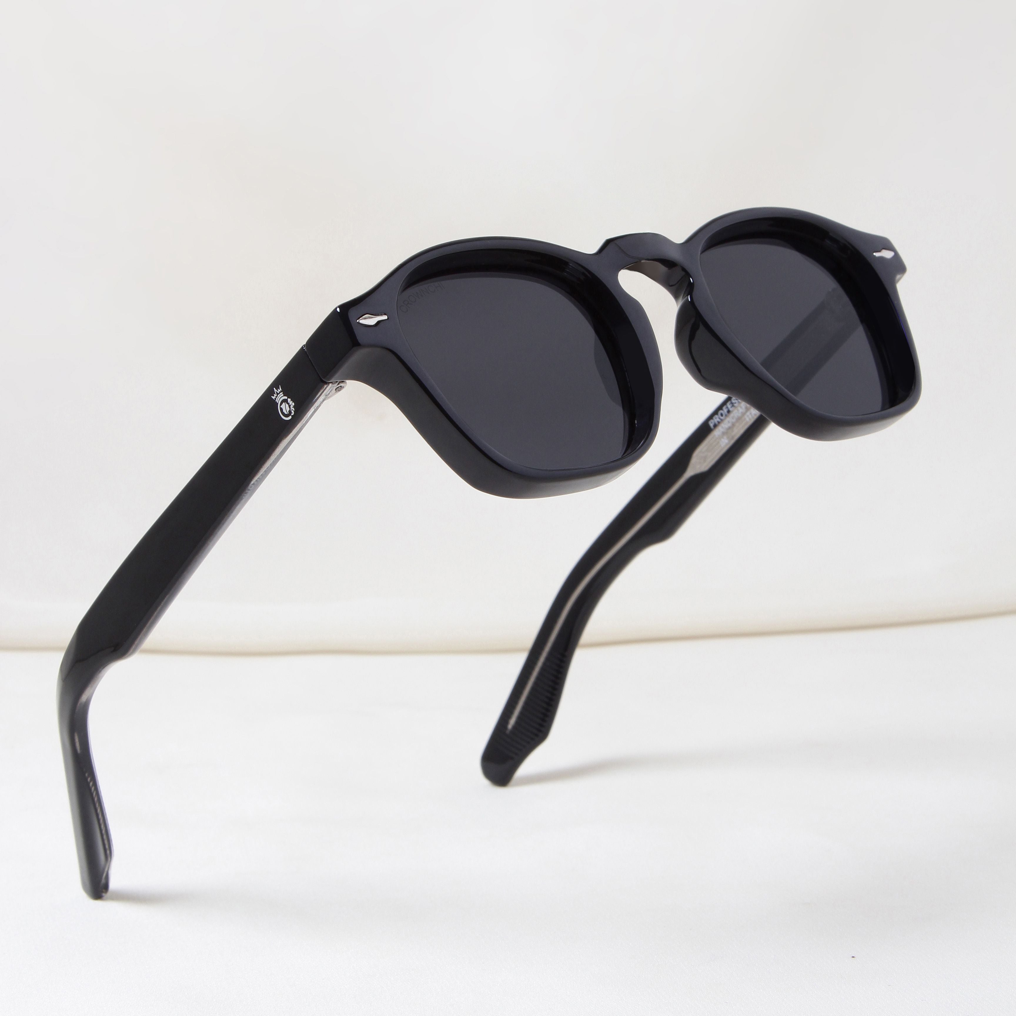 Crownchi Professor Full Black Square Sunglasses